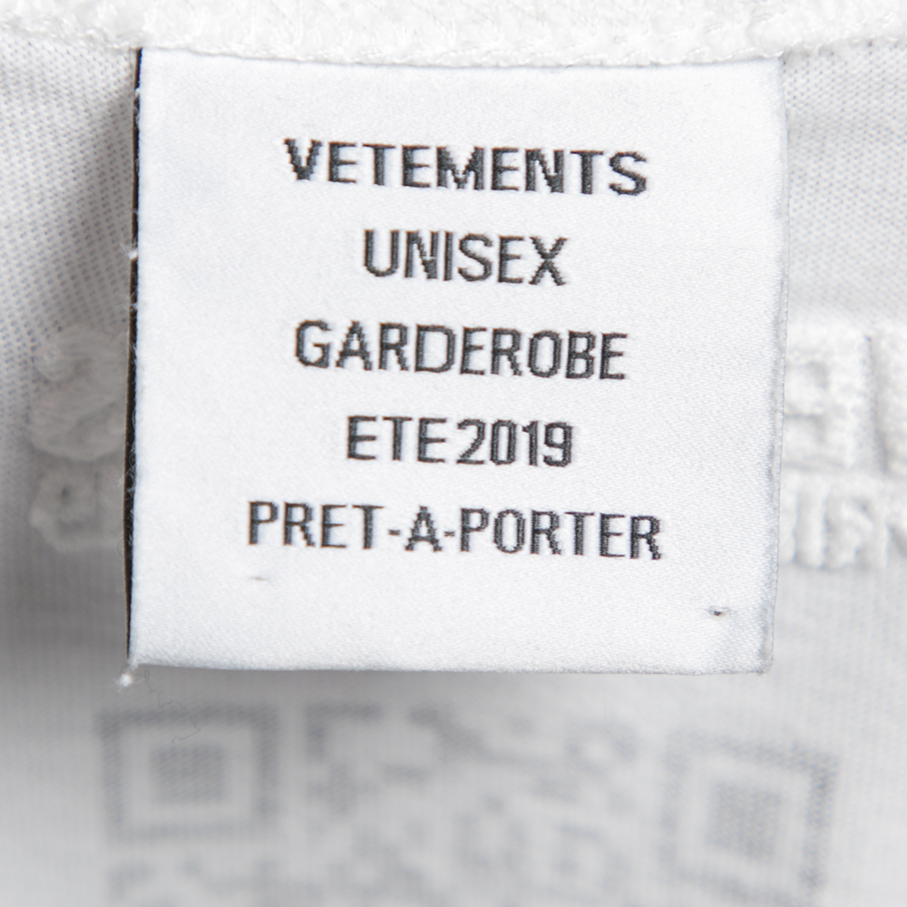 Vetements White Cotton Qr Code Printed Crew Neck T-Shirt M