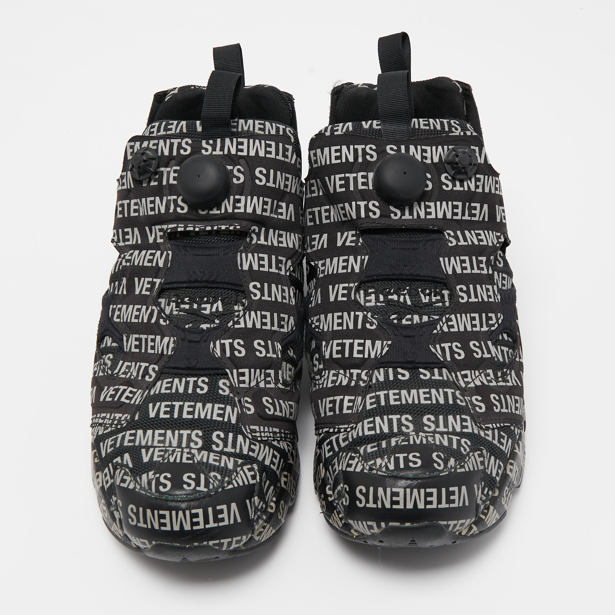 Vetements X Reebok Black/White Monogram Nylon And Fabric Instapump Fury Sneakers Size 42