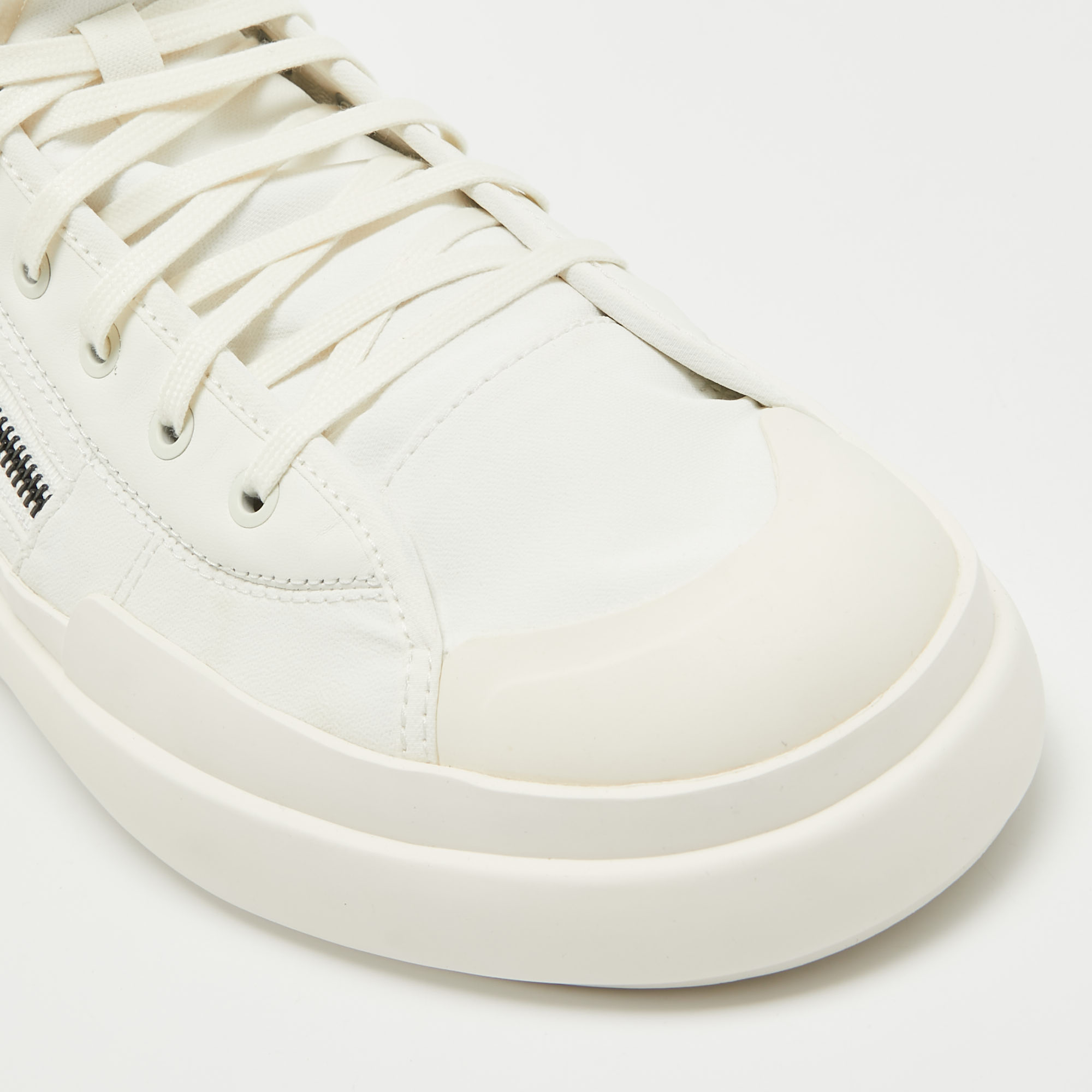 Y-3 X Adidas White Coated Canvas And Leather Ajatu Court High Core White Sneakers Size 47 1/3