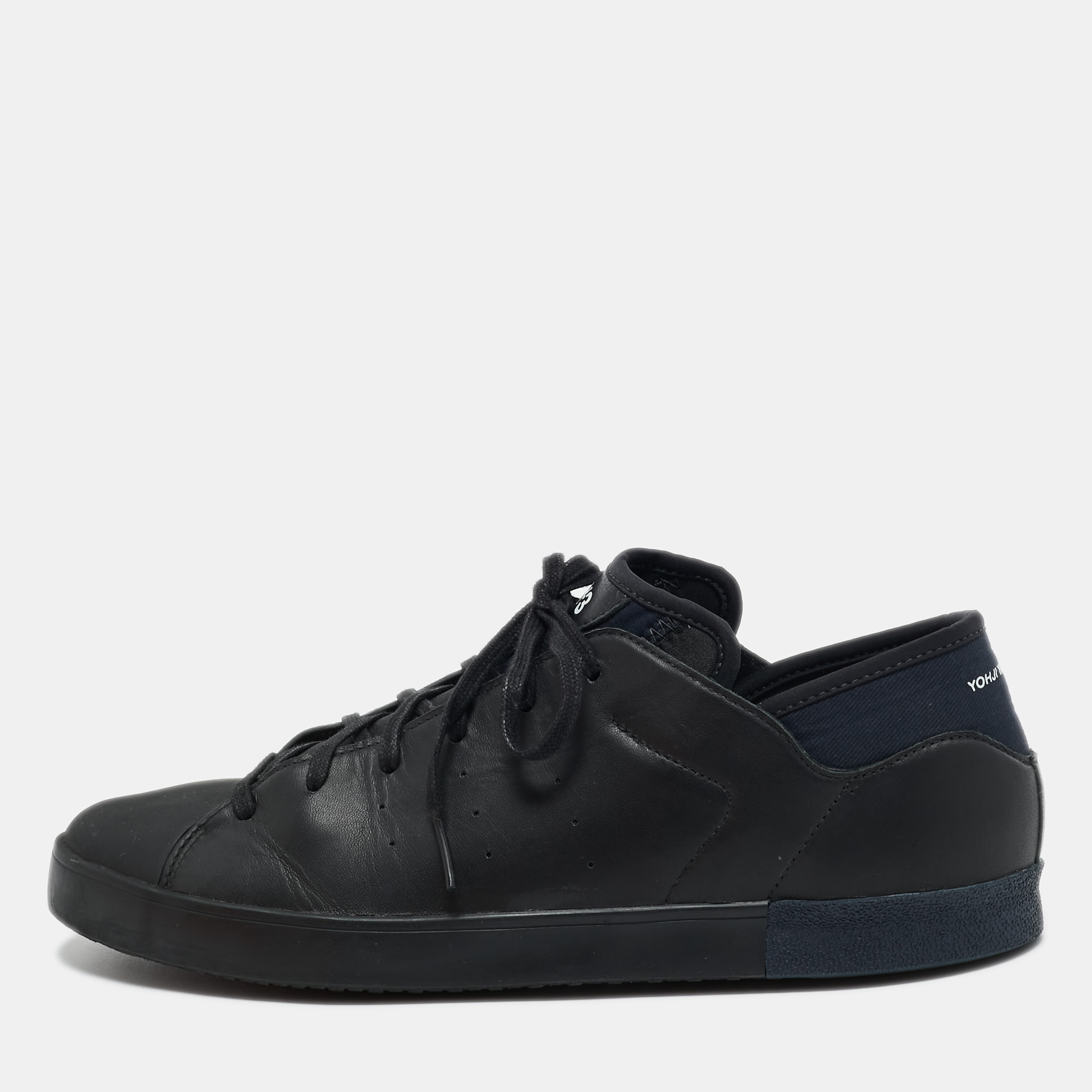 Y-3 Black Leather Low-Top Sneakers Size 42