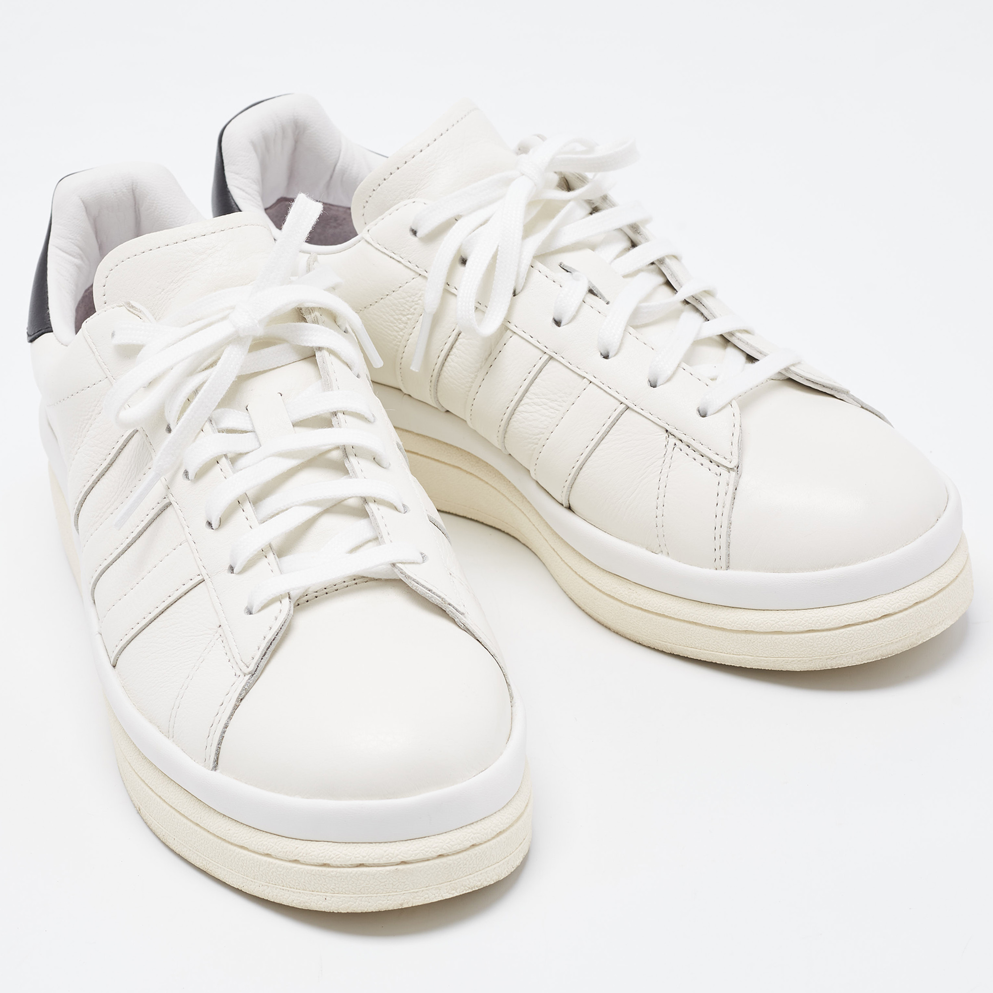 Y-3 White/Black Leather Yohji Star Low-Top Sneakers Size 42 2/3