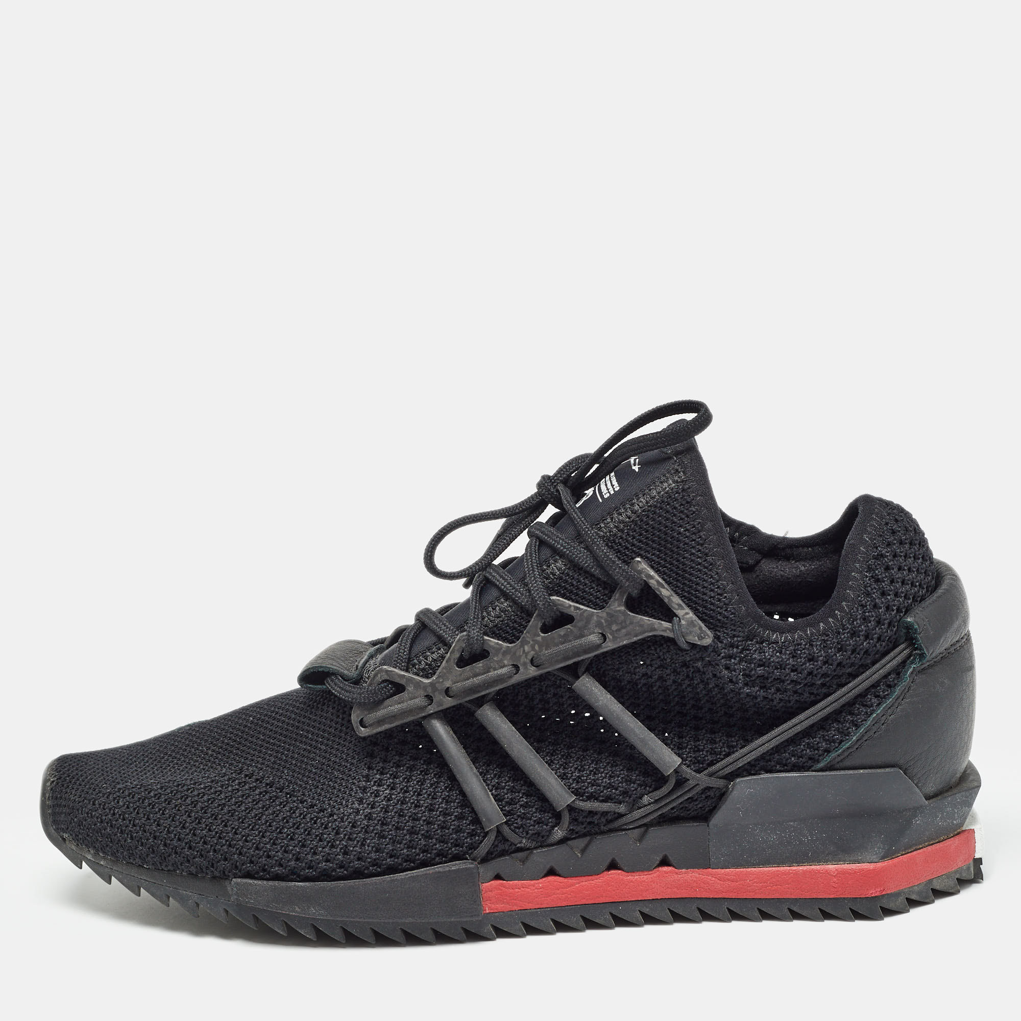 Adidas y-3 black knit fabric and leather harigane black chili pepper sneakers size 42