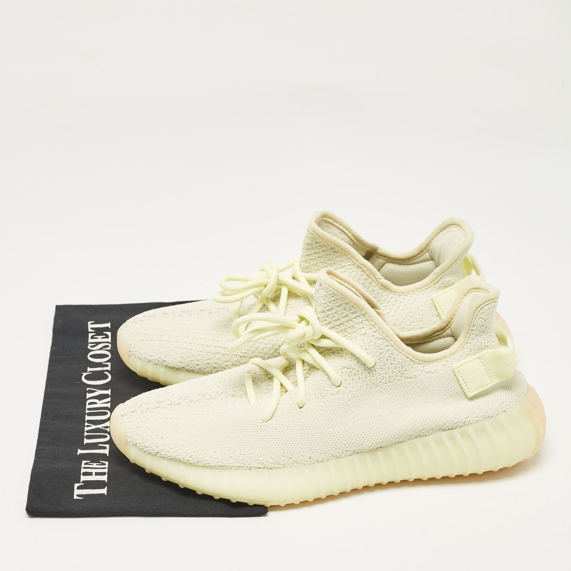 Yeezy X Adidas Light Yellow Knit Fabric Boost 350 V2 Butter Sneakers Size 42