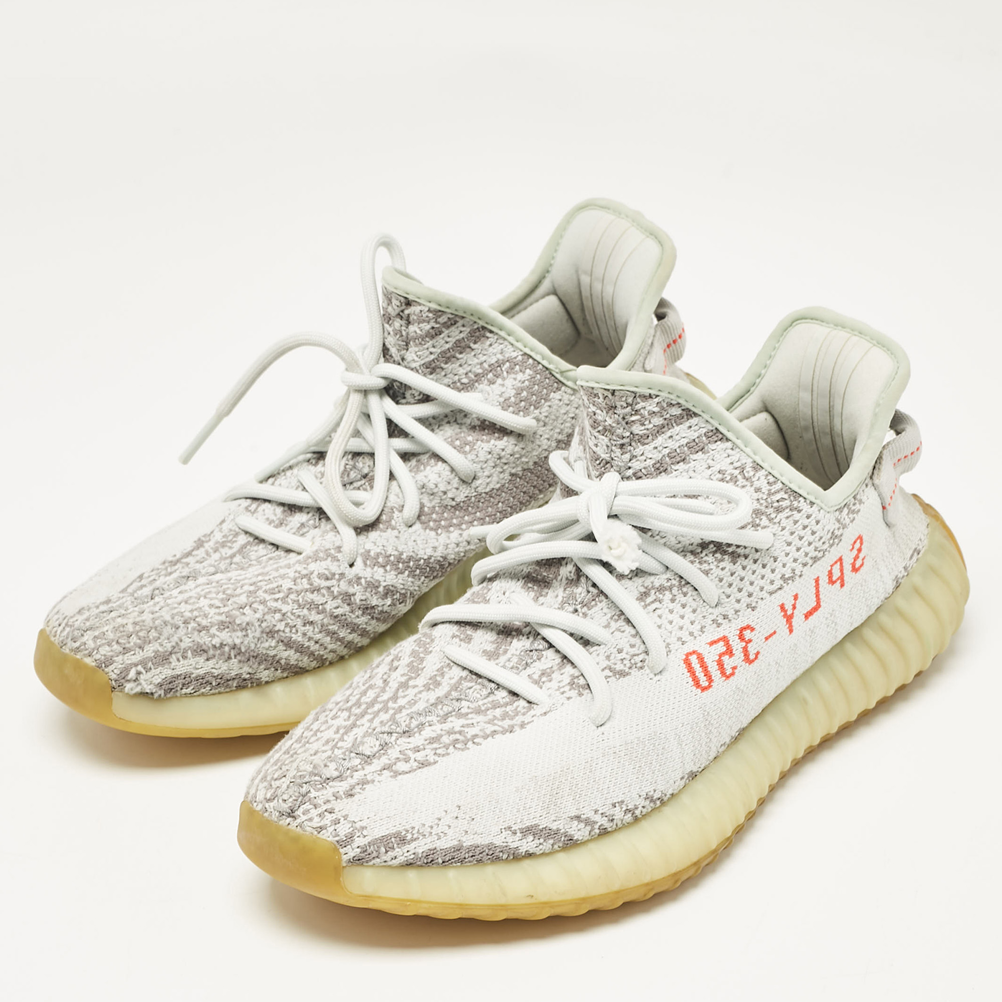 Yeezy X Adidas Light Blue Knit Fabric Boost 350 V2 Blue Tint Sneakers Size 44 2/3