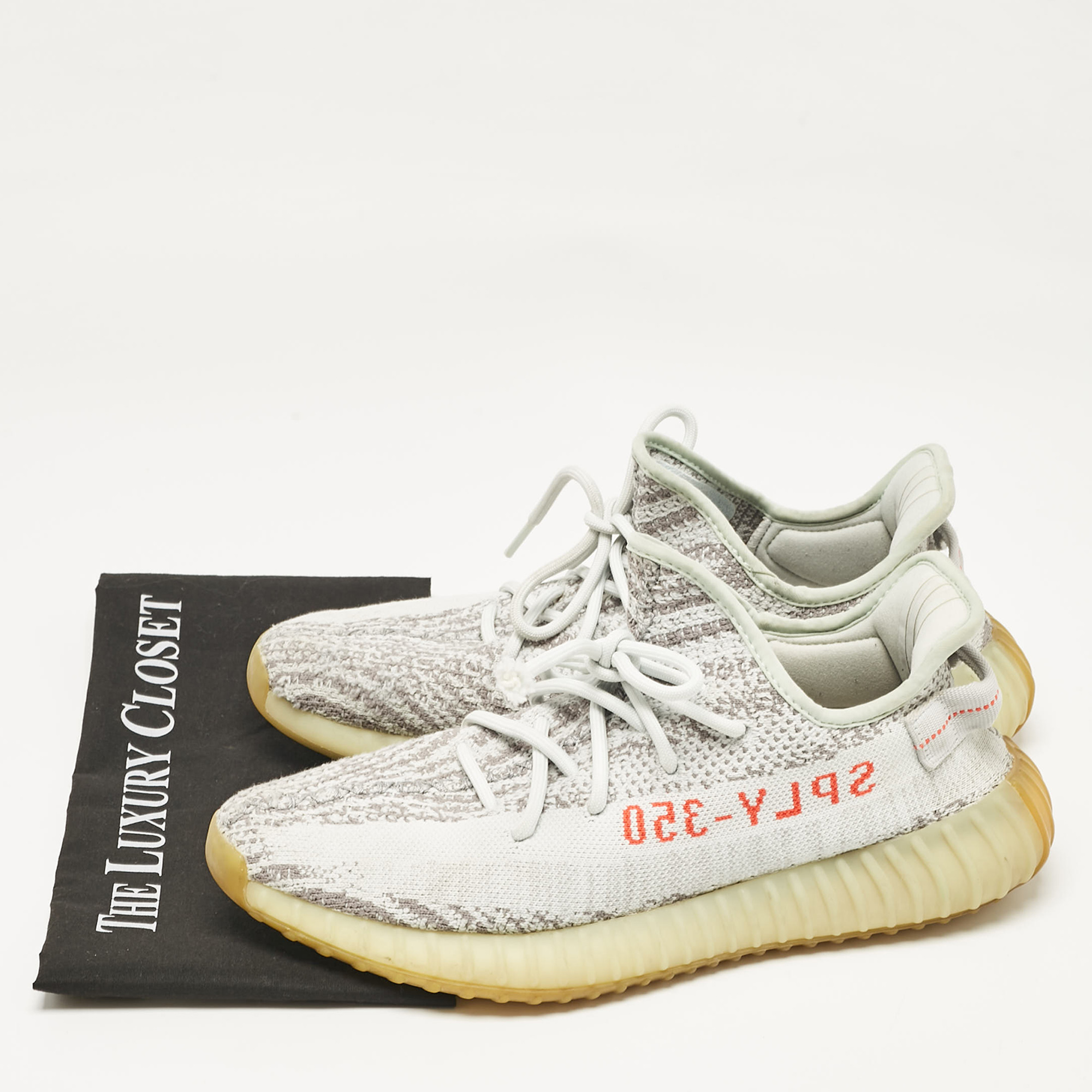 Yeezy X Adidas Light Blue Knit Fabric Boost 350 V2 Blue Tint Sneakers Size 44 2/3