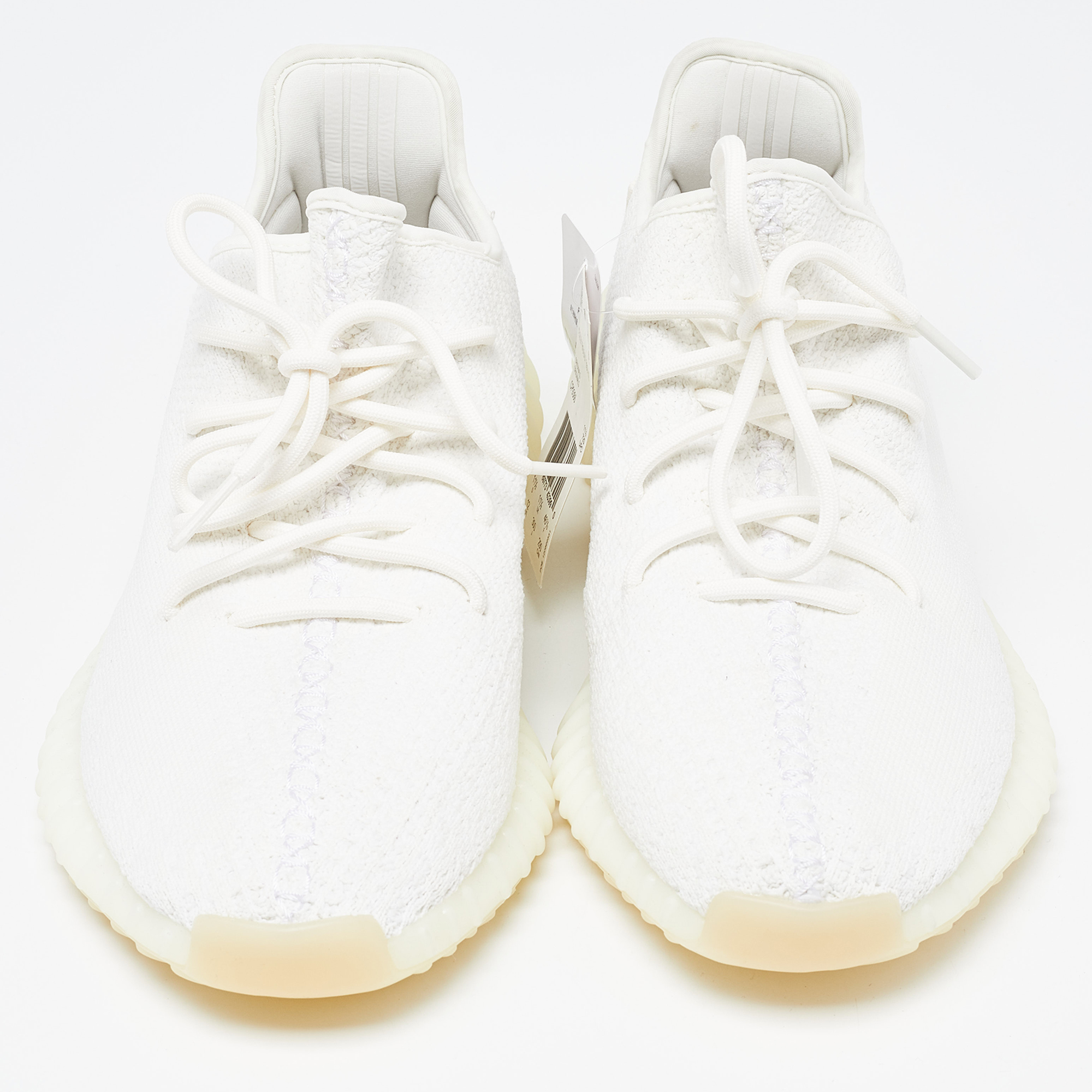 Yeezy X Adidas Off White Knit Fabric Boost 350 V2 Triple White Sneakers Size 46 2/3