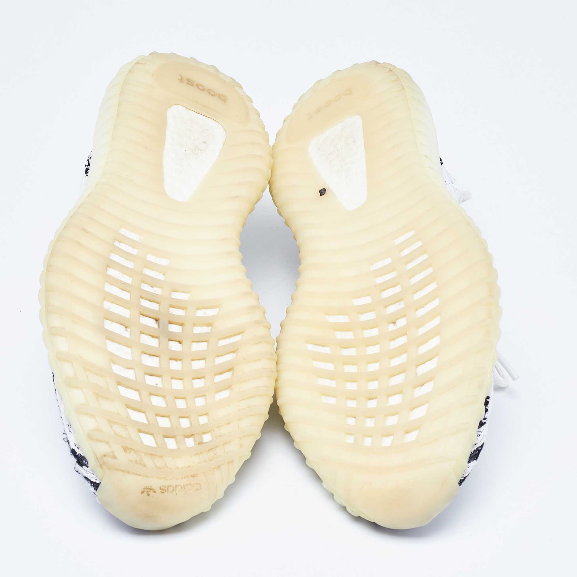 Yeezy X Adidas White/Black Knit Fabric Boost 350 V2 Zebra Sneakers Size 46 2/3