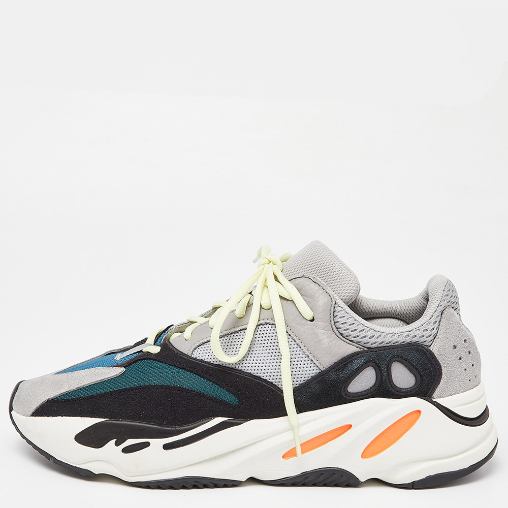 Yeezy X Adidas Tricolor Mesh, Leather And Suede Boost 700 Wave Runner Sneakers Size 46 2/3