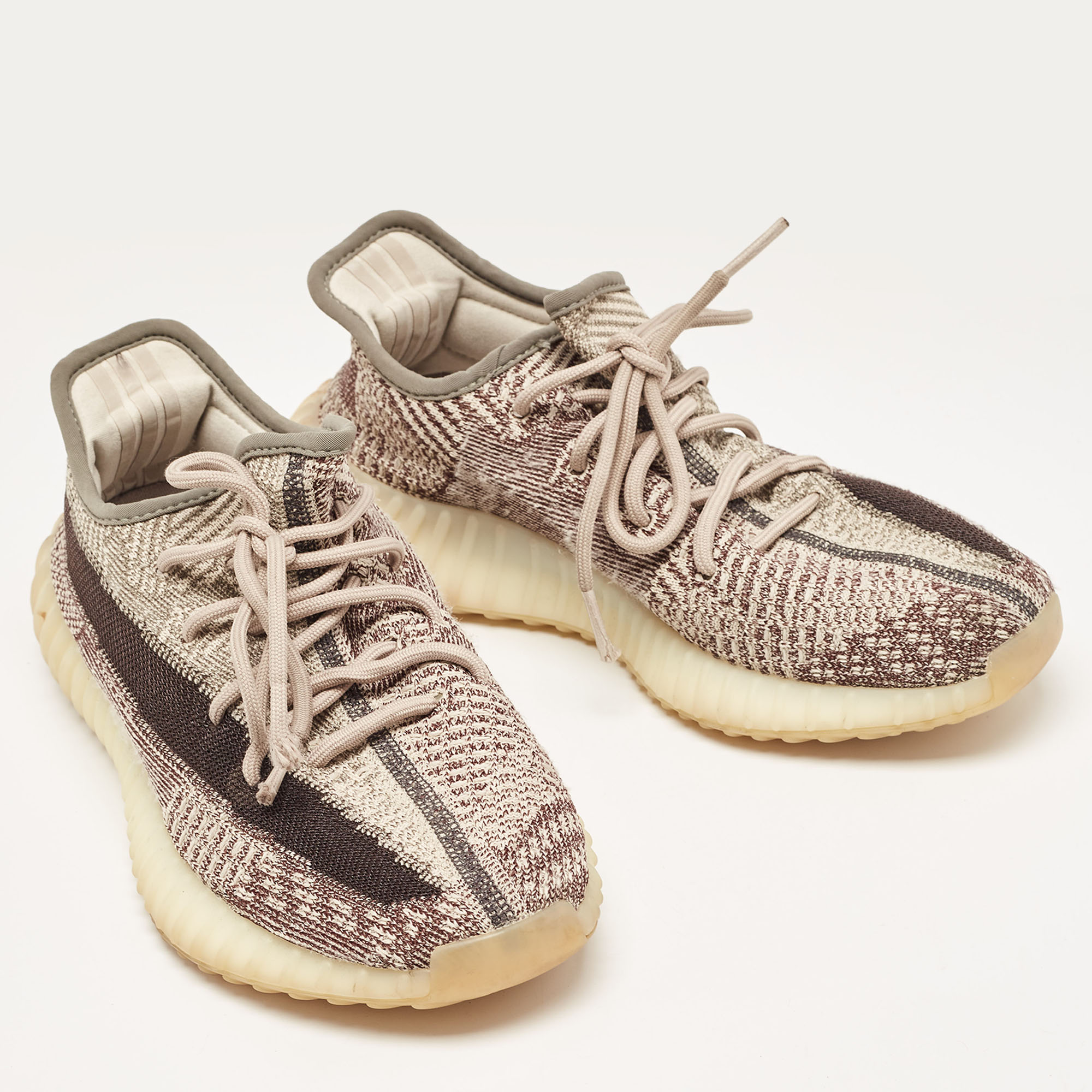 Adidas X Yeezy Brown/Grey Knit Fabric Boost 350 V2 Zyon Sneakers Size 40