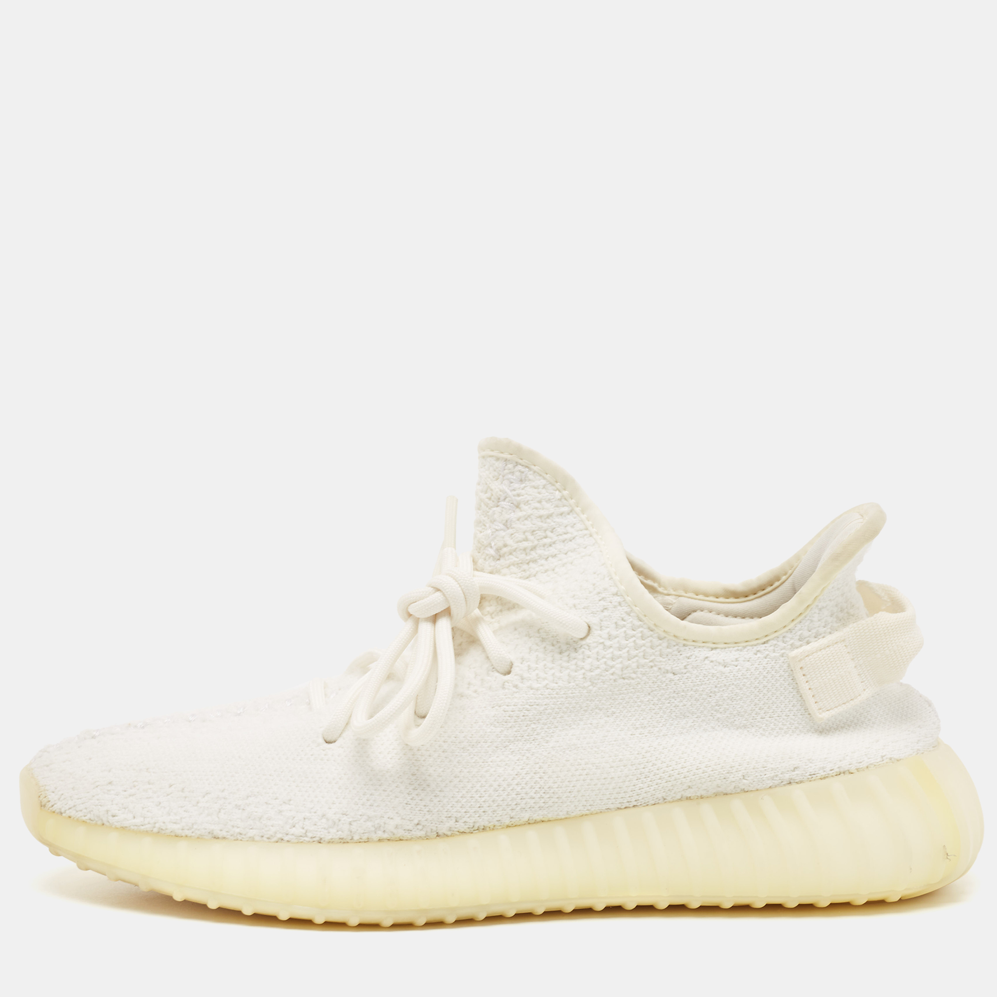 Adidas x yeezy white cotton knit fabric boost 350 v2 triple white sneakers size 43 1/3