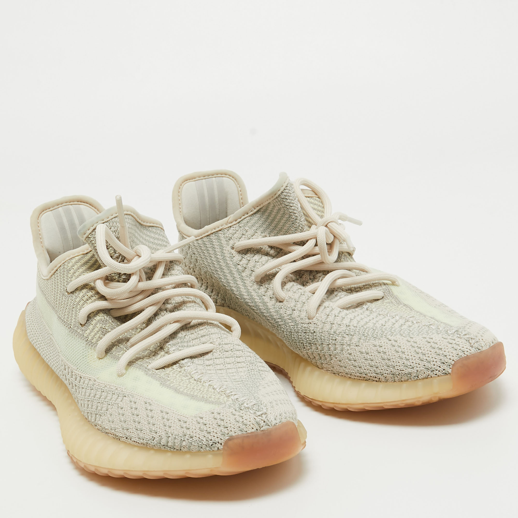 Yeezy X Adidas Beige Knit Fabric Boost 350 V2Blue Tint Sneakers Size 42 2/3