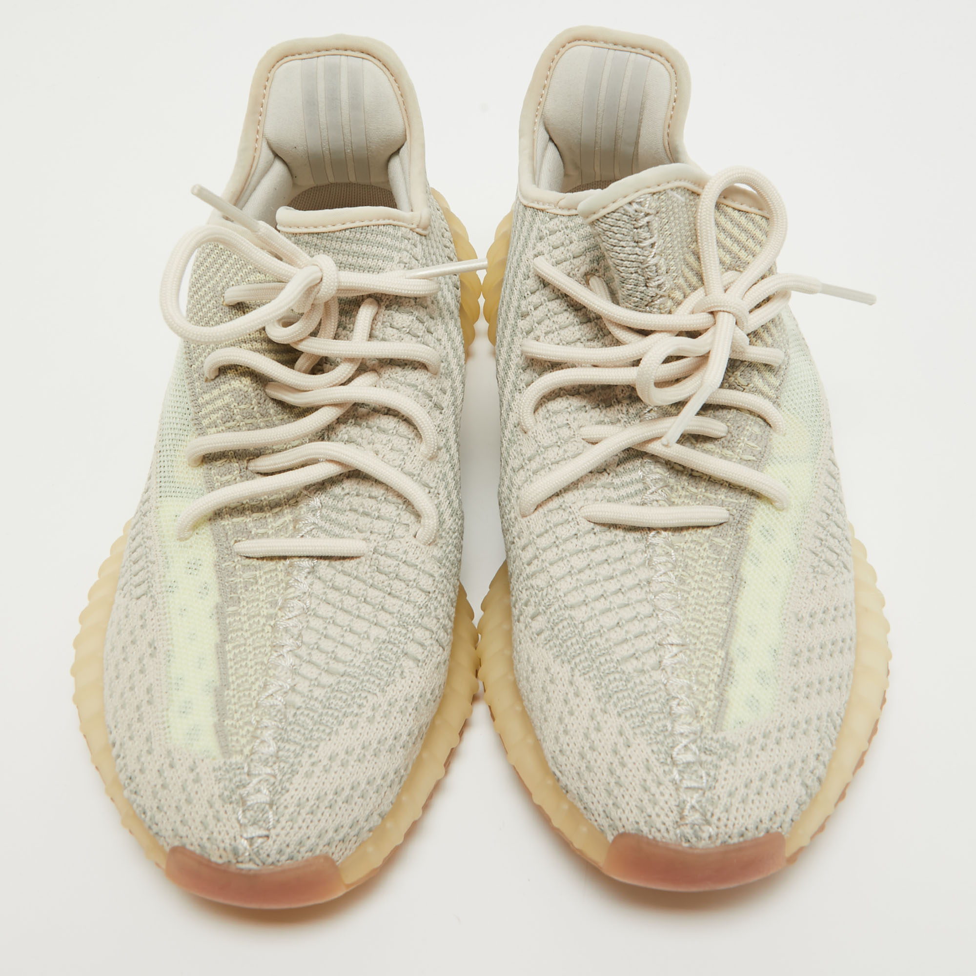 Yeezy X Adidas Beige Knit Fabric Boost 350 V2Blue Tint Sneakers Size 42 2/3