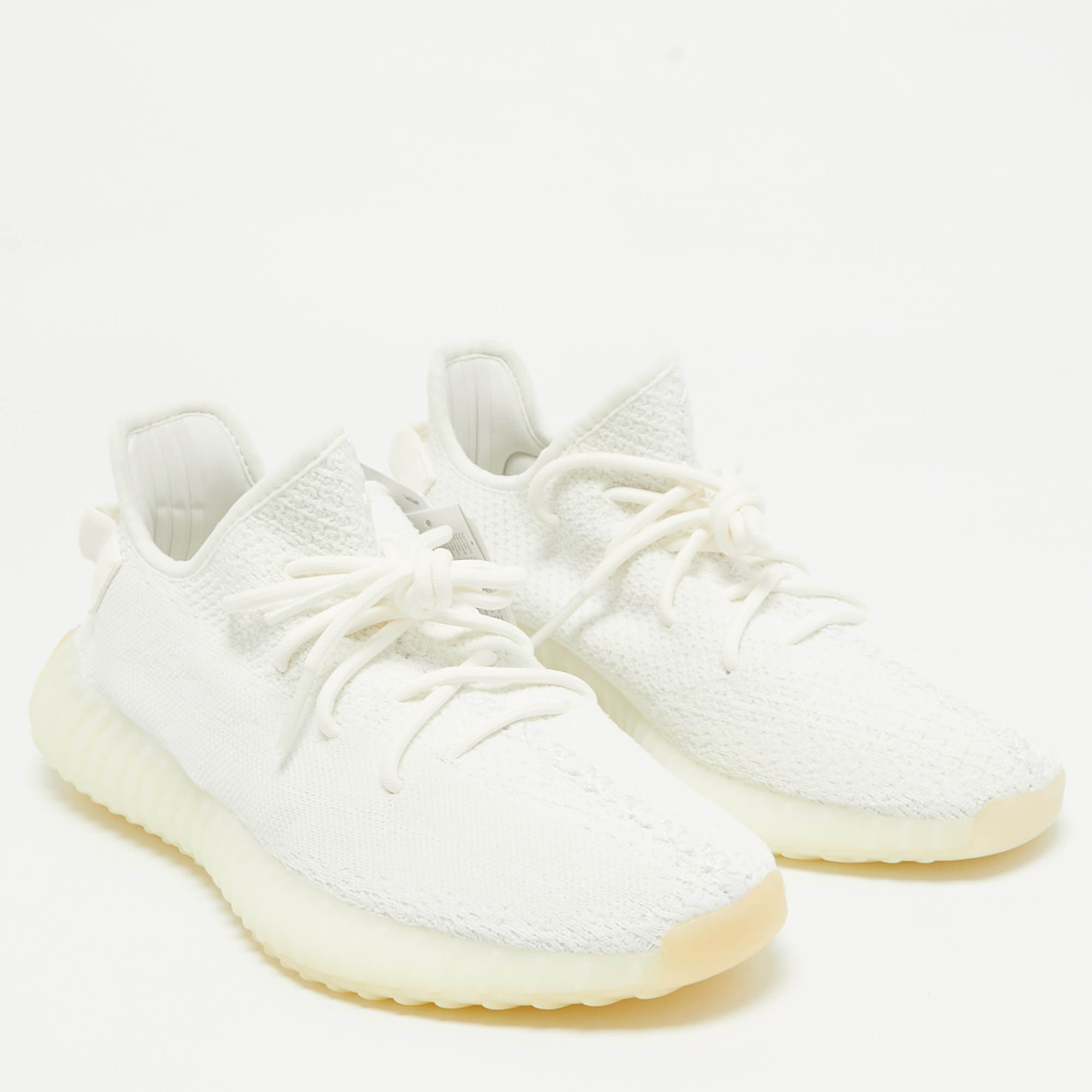 Yeezy X Adidas White Knit Fabric Boost 350 V2 Cream Sneakers Size 44