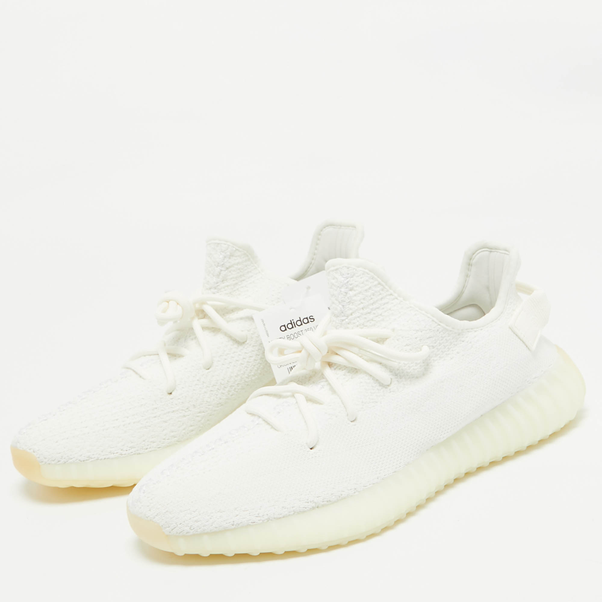 Yeezy X Adidas White Knit Fabric Boost 350 V2 Cream Sneakers Size 44