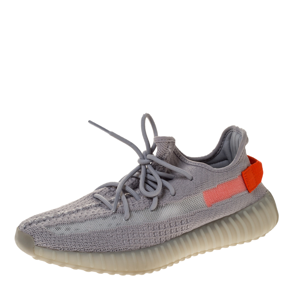 Yeezy x Adidas Grey Cotton Knit Boost 350 V2 Tail Light Sneakers Size 42