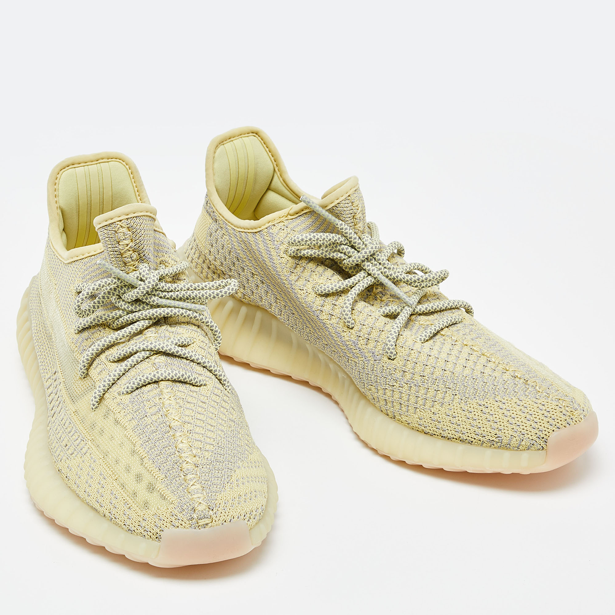 Yeezy X Adidas Yellow/Grey Knit Fabric Boost 350 V2 Antlia Non-Reflective Sneakers Size 45 1/3