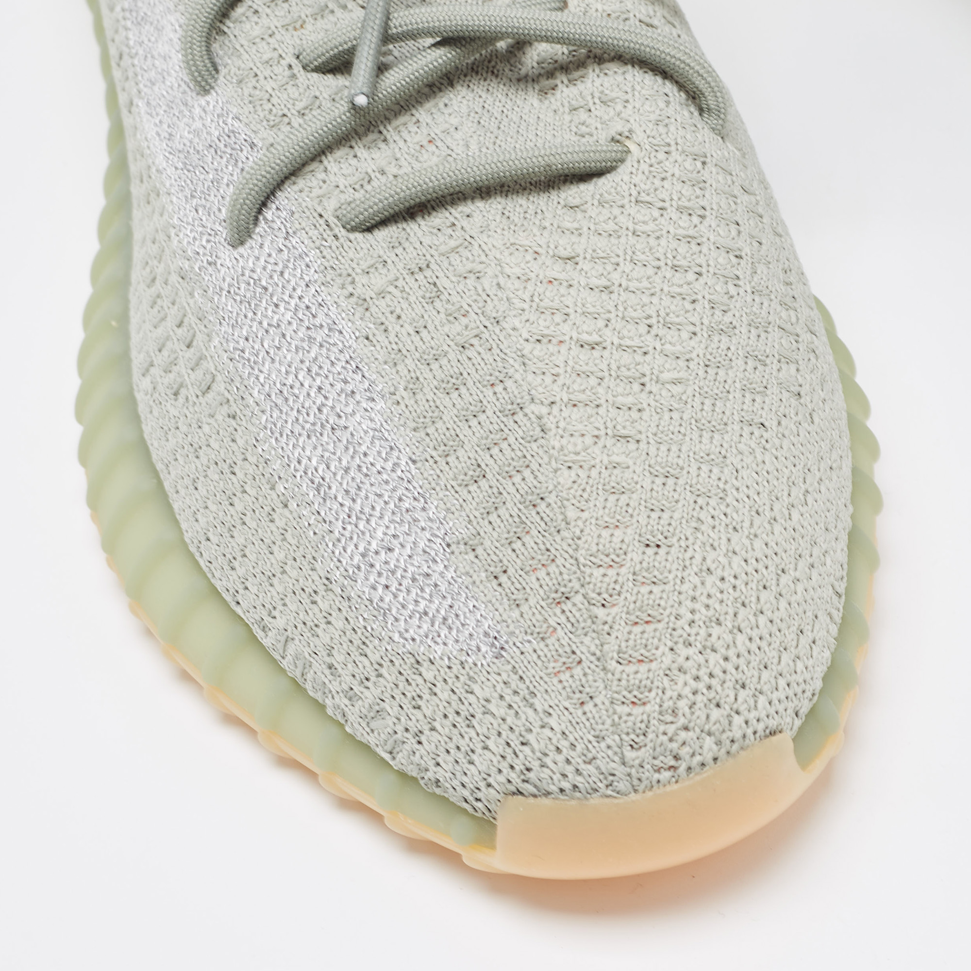Yeezy X Adidas Green Knit Fabric Boost 350 V2 Desert Sage Sneakers Size 47 1/3