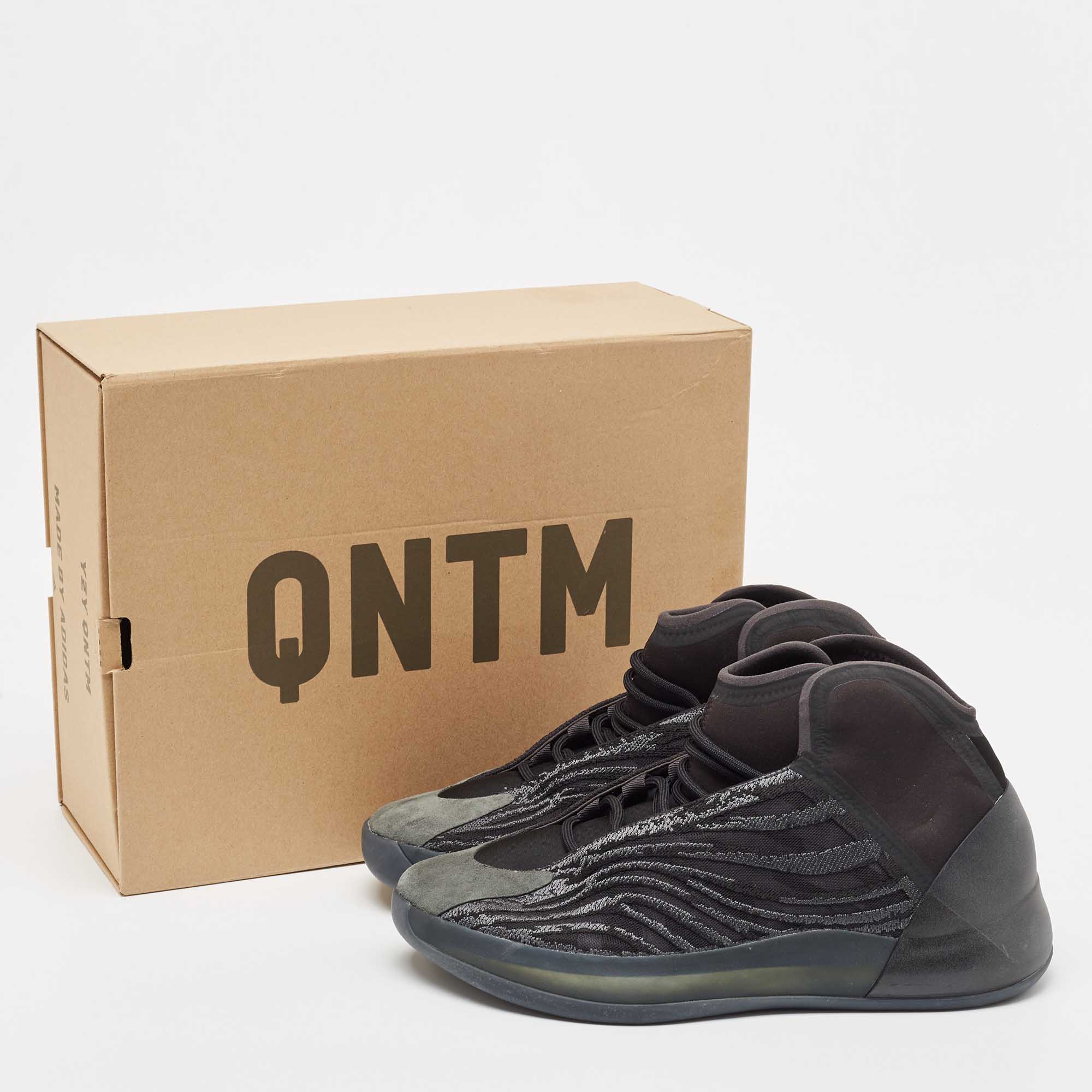 Yeezy X Adidas Black Mesh And Neoprene QNTM Onyx Sneakers Size 47 1/3