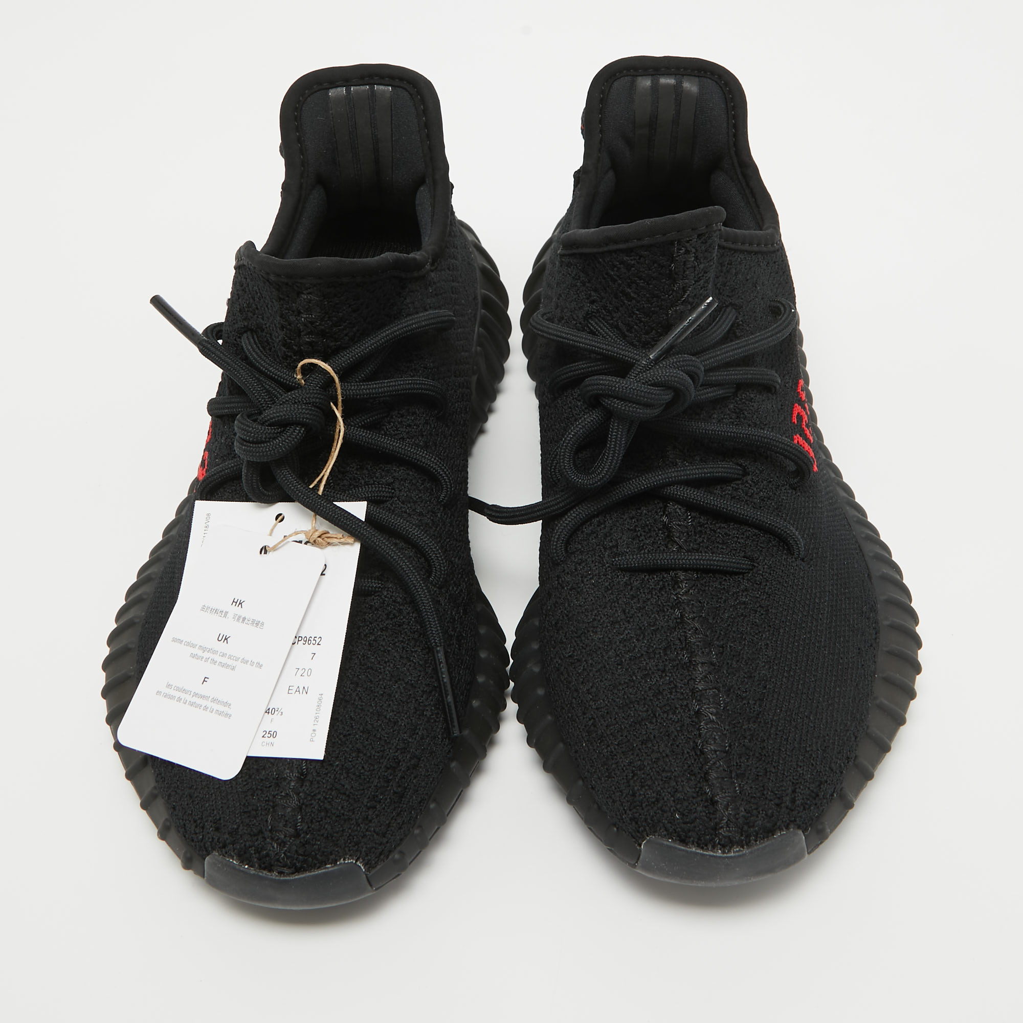 Yeezy X Adidas Black/Red Knit Fabric Boost 350 V2 Bred Sneakers Size 40 2/3