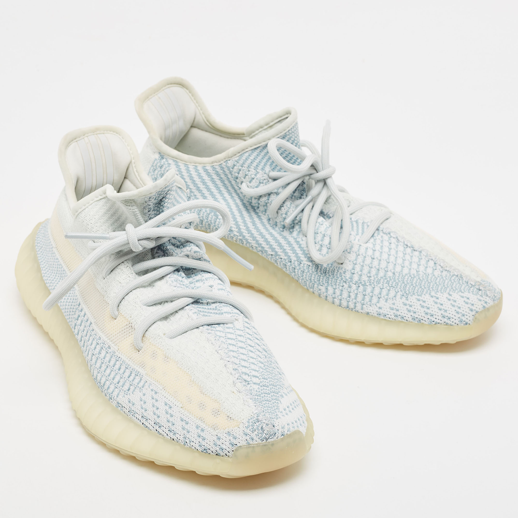 Yeezy X Adidas Light Blue Cotton Knit Boost 350 V2 Sneakers Size 43 1/3
