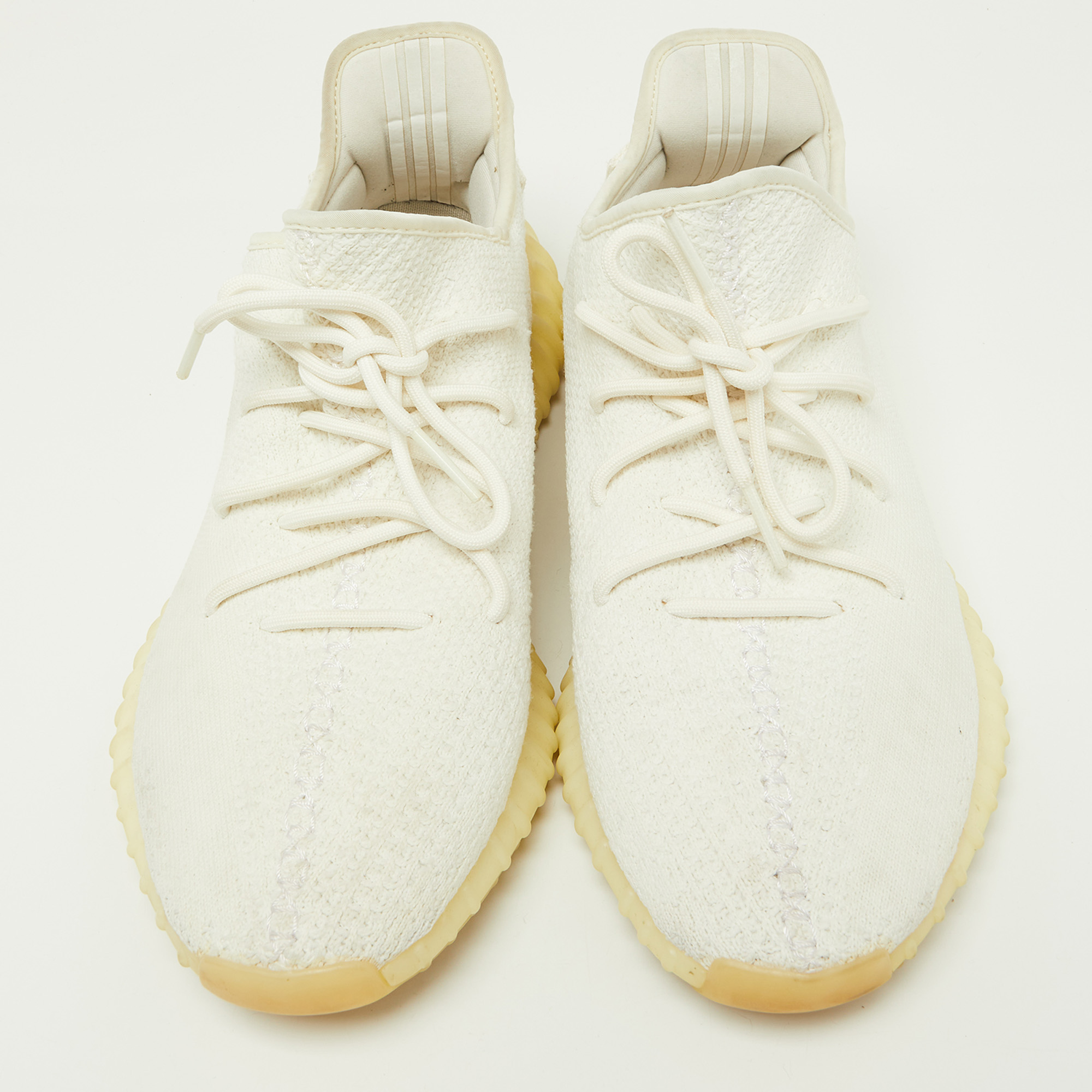 Yeezy X Adidas White Knit Fabric Boost 350 V2 Cream Sneakers Size 48