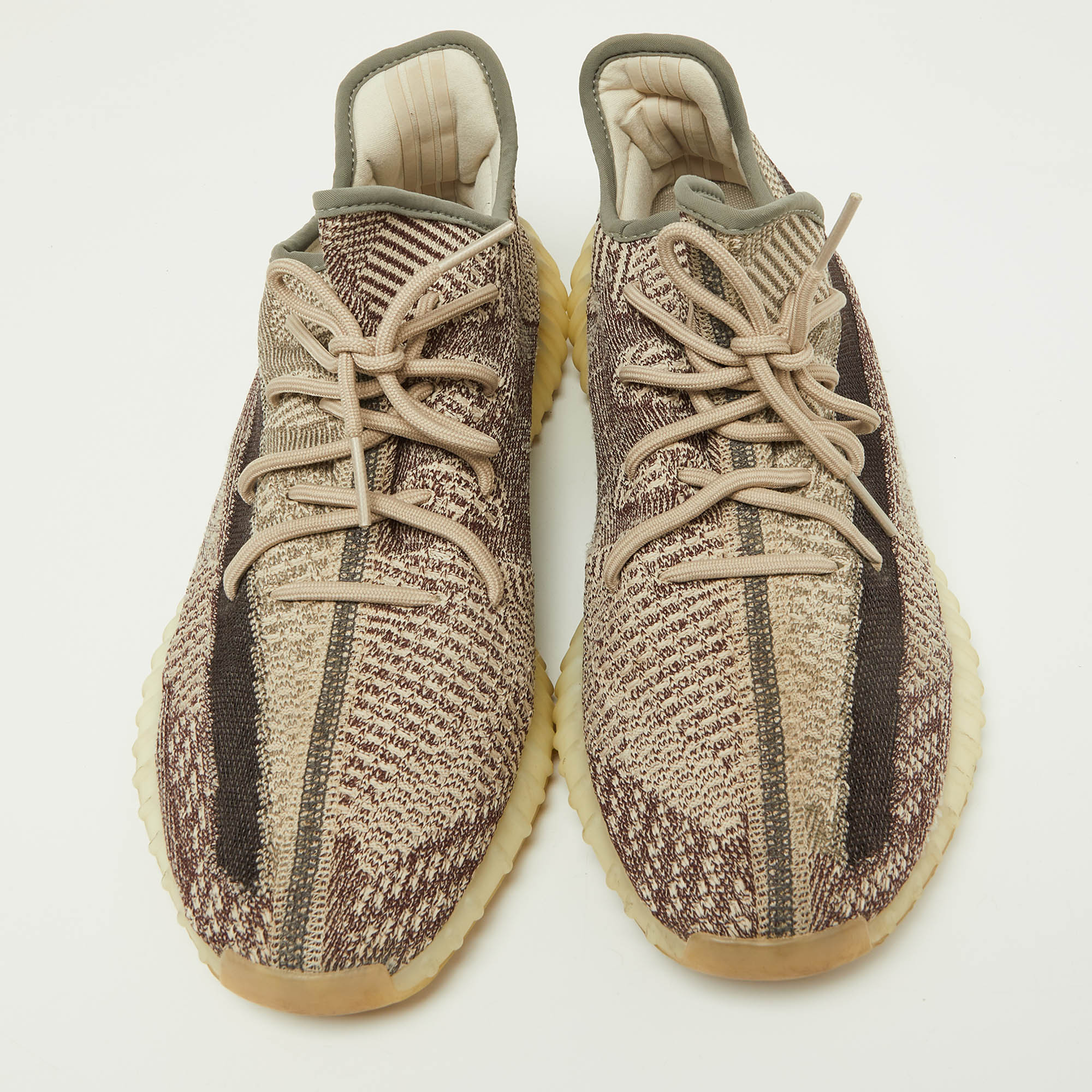 Yeezy X Adidas Brown/Beige Knit Fabric Boost 350 V2 Zyon Sneakers Size 48