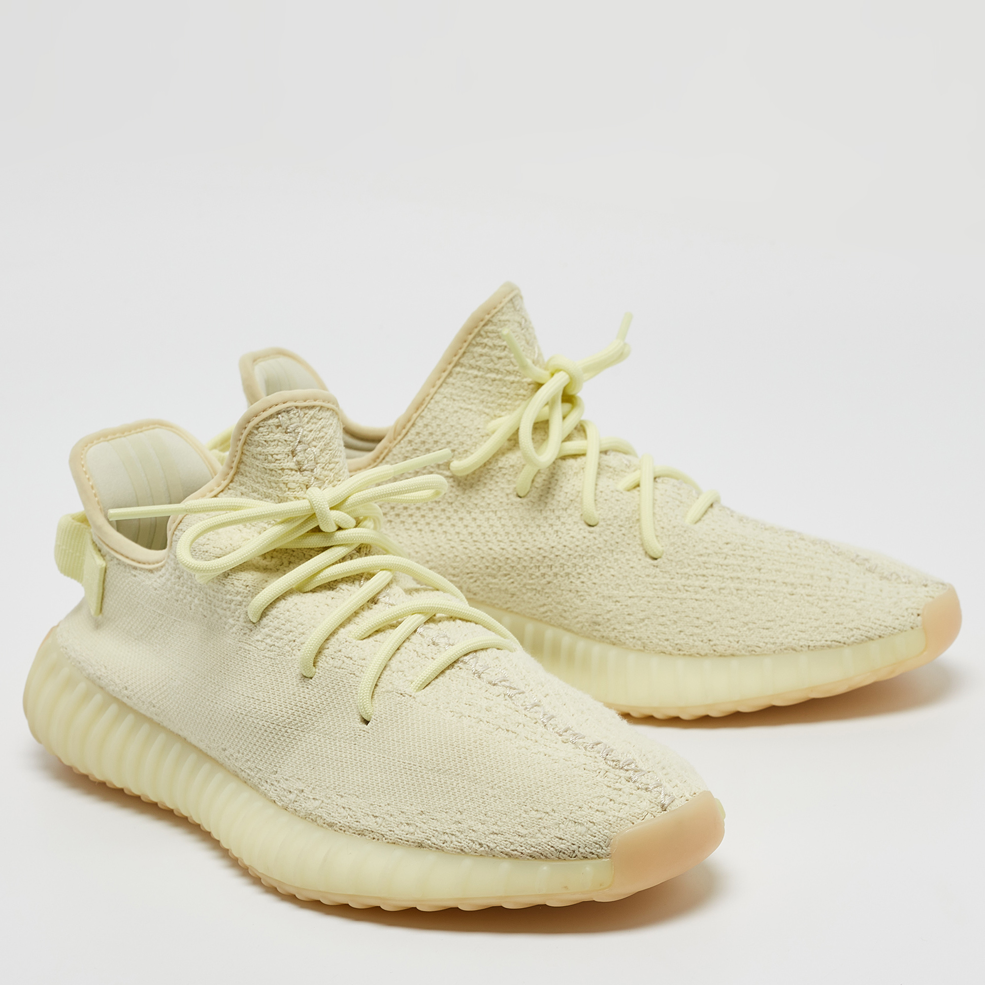 Yeezy X Adidas Light Yellow Knit Fabric Boost 350 V2 Butter Sneakers Size 46