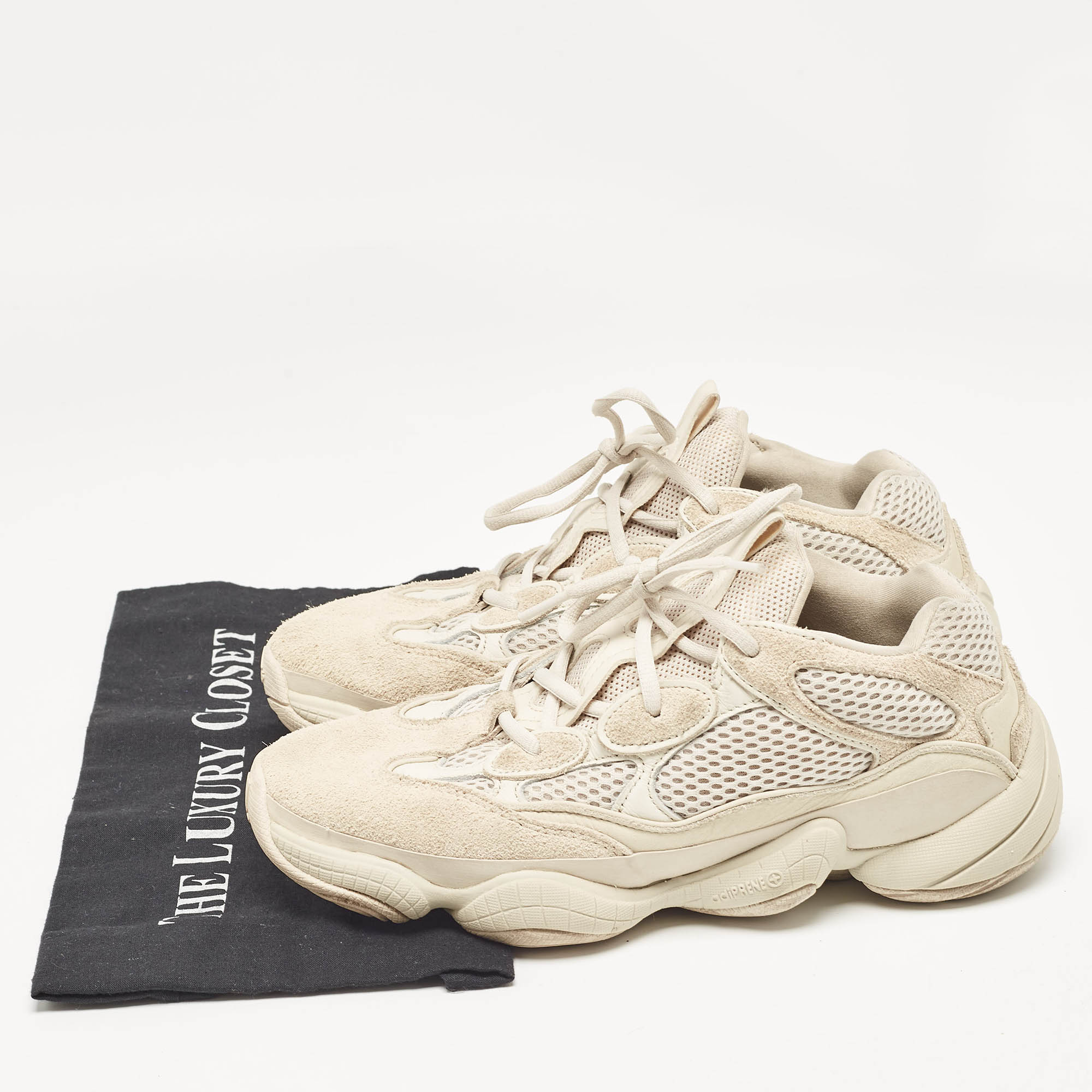 Yeezy X Adidas Grey Mesh And Suede Yeezy 500 Lace Up Sneakers 41 1/3