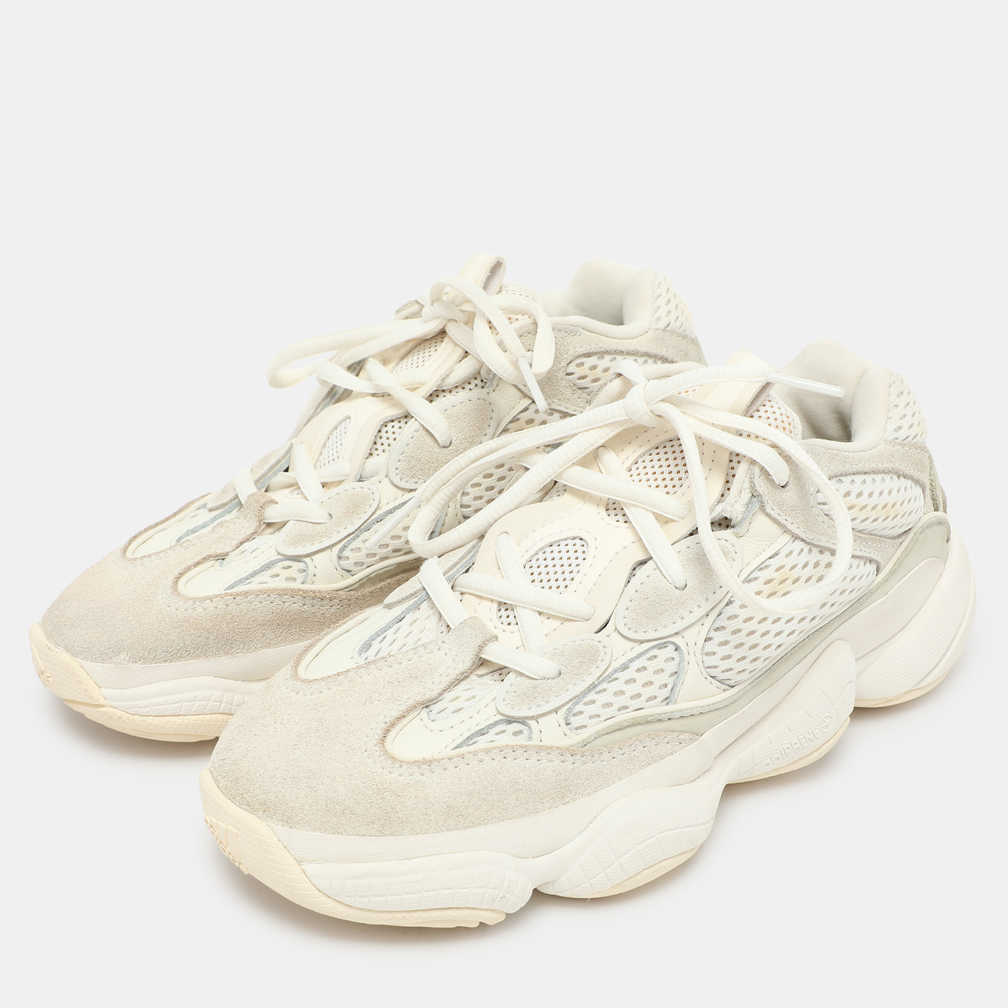 Yeezy X Adidas Cream Mesh And Suede Yeezy 500 'Bone White' Low Top Sneakers Size 36