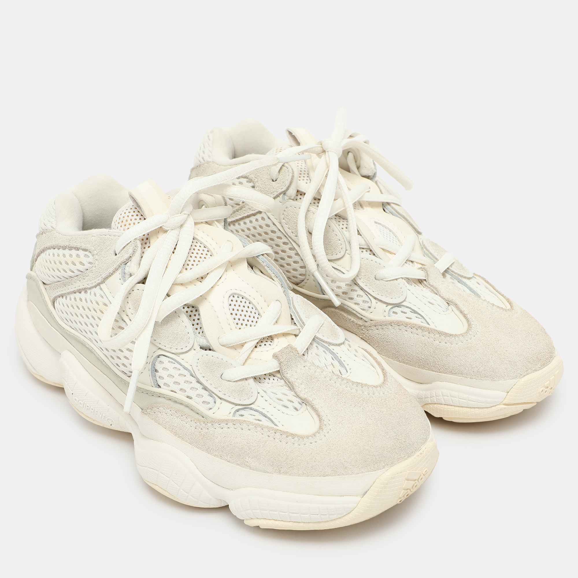 Yeezy X Adidas Cream Mesh And Suede Yeezy 500 'Bone White' Low Top Sneakers Size 36