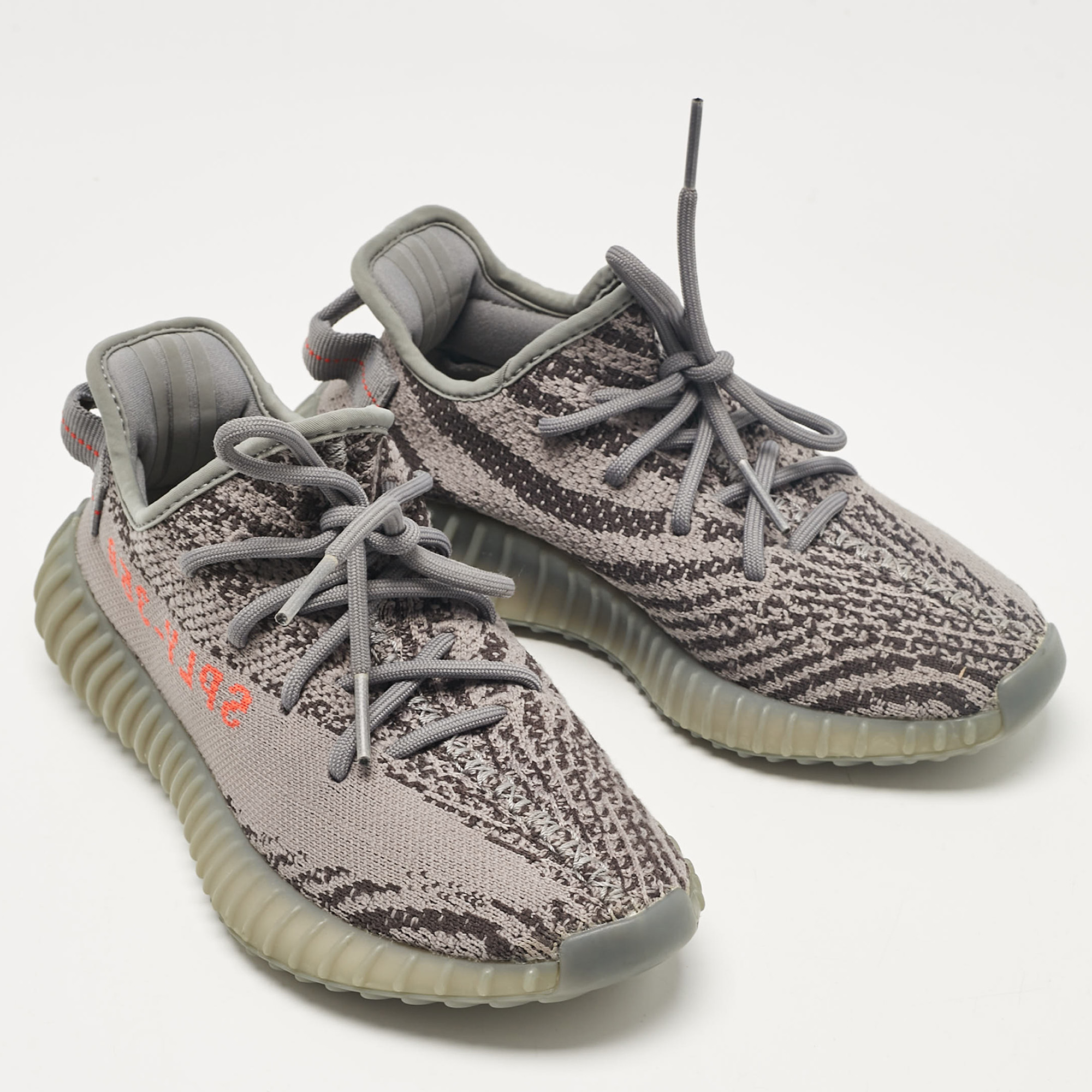 Yeezy X Adidas Grey Knit Fabric Boost 350 V2 Beluga Sneakers Size 37 1/3