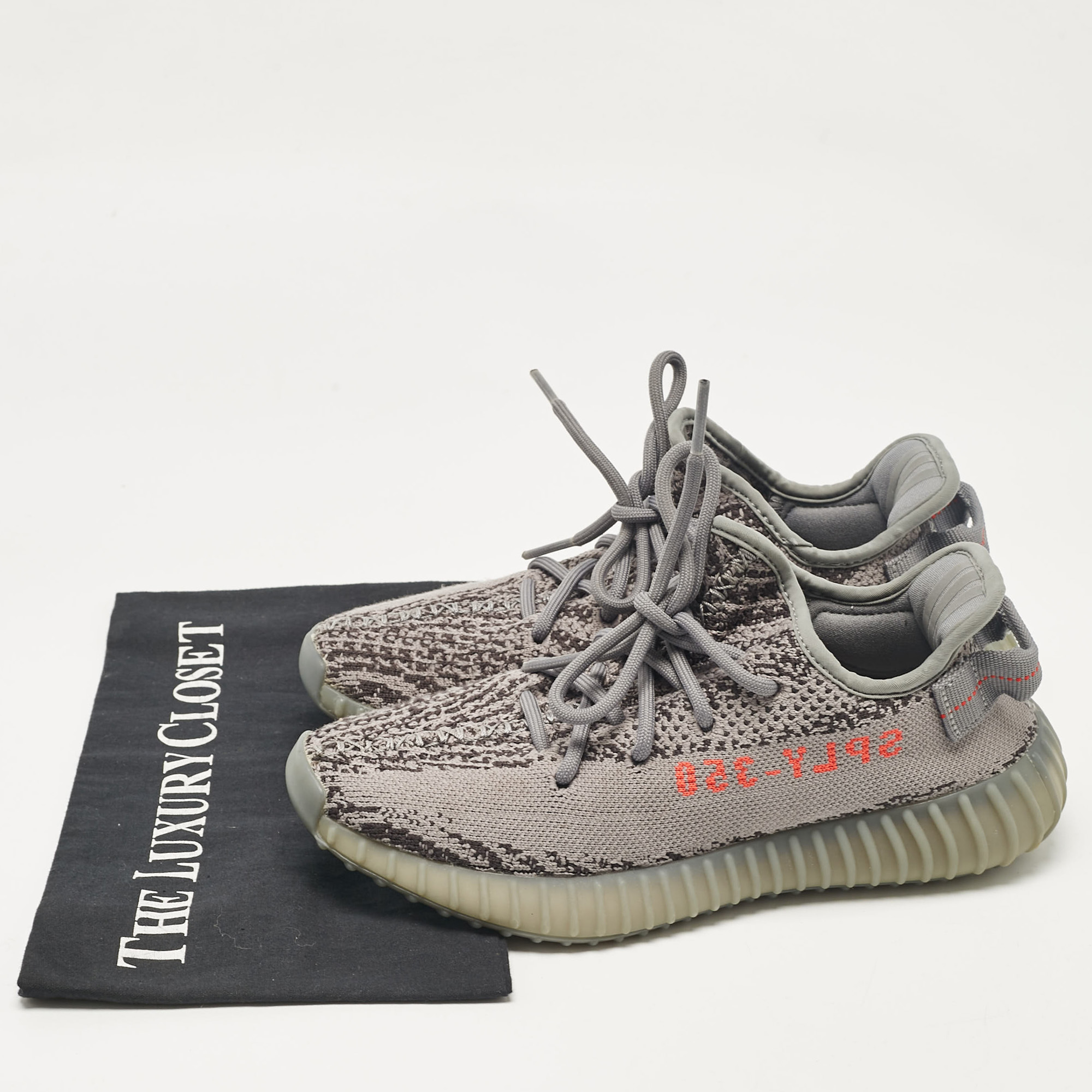 Yeezy X Adidas Grey Knit Fabric Boost 350 V2 Beluga Sneakers Size 37 1/3