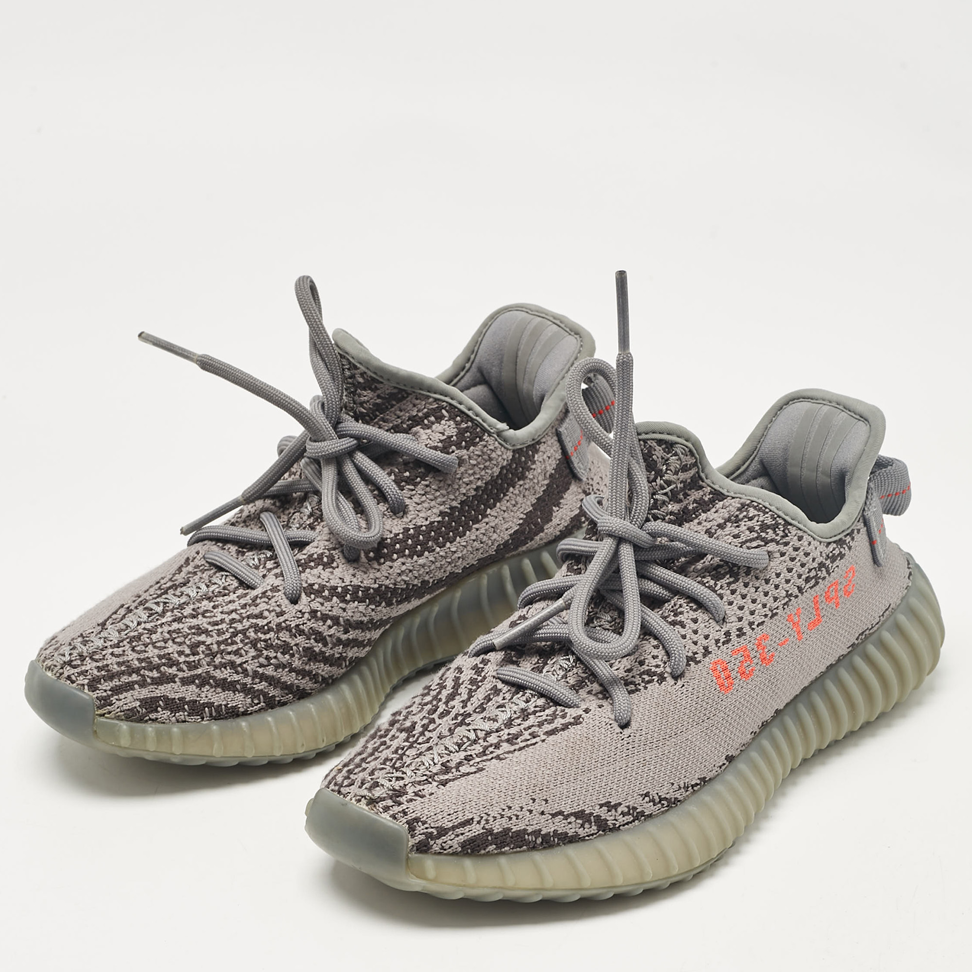 Yeezy X Adidas Grey Knit Fabric Boost 350 V2 Beluga Sneakers Size 37 1/3