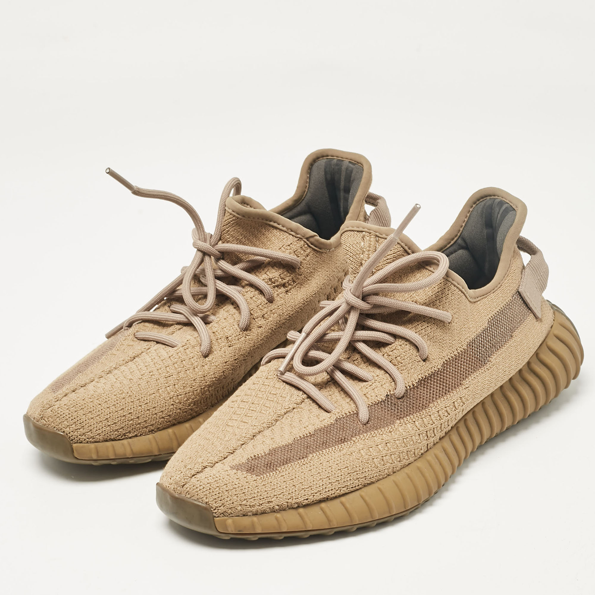 Yeezy X Adidas Brown Knit Fabric Boost 350 V2 Earth Sneakers Size 42