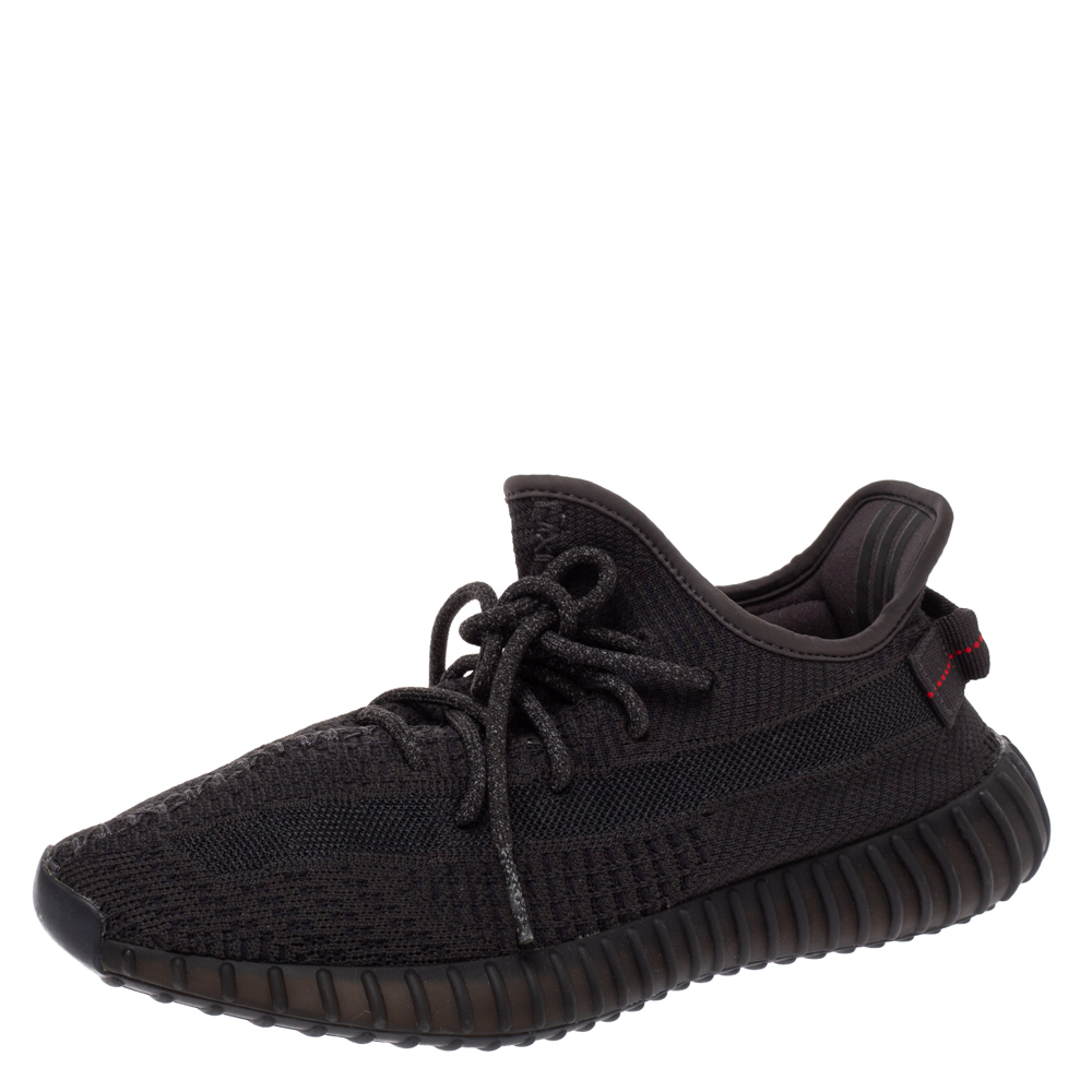 Image of Yeezy x Adidas Black Cotton Knit Boost  V Static Non Reflective Sneakers Size .