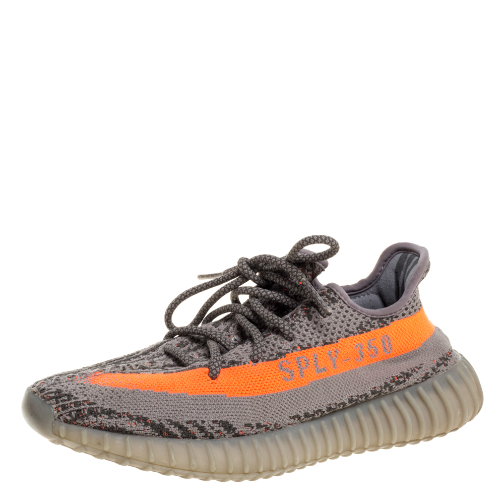 Image of Yeezy x Adidas Grey Cotton Knit Boost  V Beluga Sneakers Size .