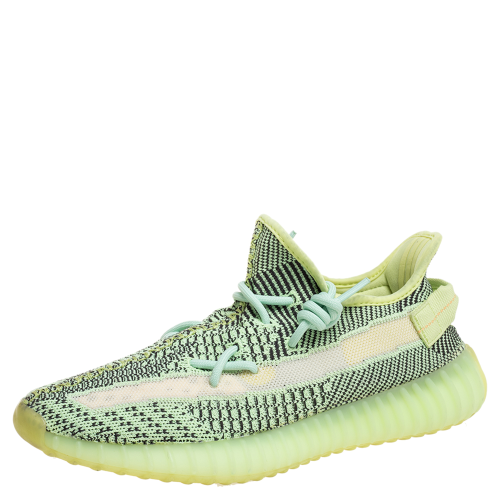 Image of Yeezy x Adidas Green Fabric Boost  V Yeezreel (Non-Reflective) Sneakers Size .