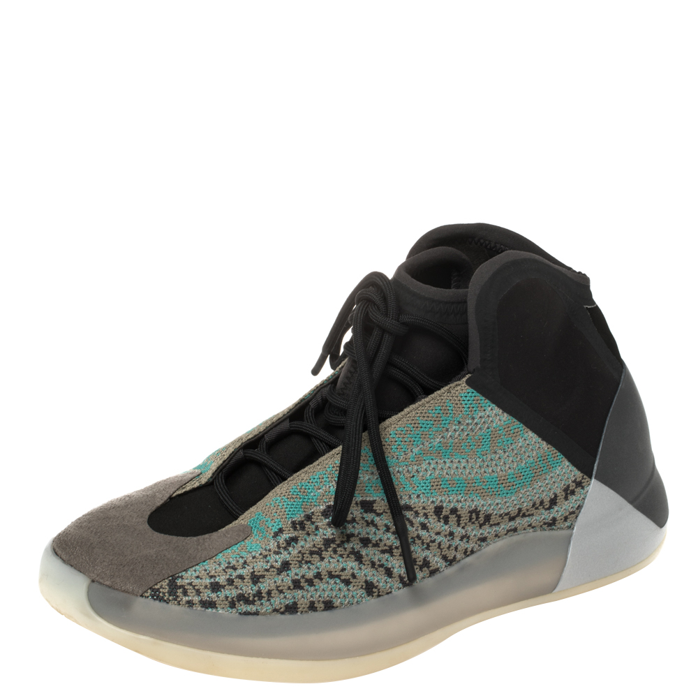 Yeezy x Adidas Teal Blue/Grey Cotton Knit Quantum Sneaker Size 46 2/3