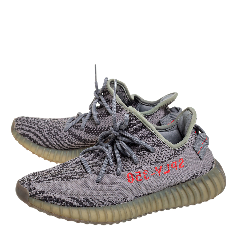 Yeezy X Adidas Grey Knit Fabric Boost 350 V2 Beluga 2.0 Sneakers Size 40 2/3