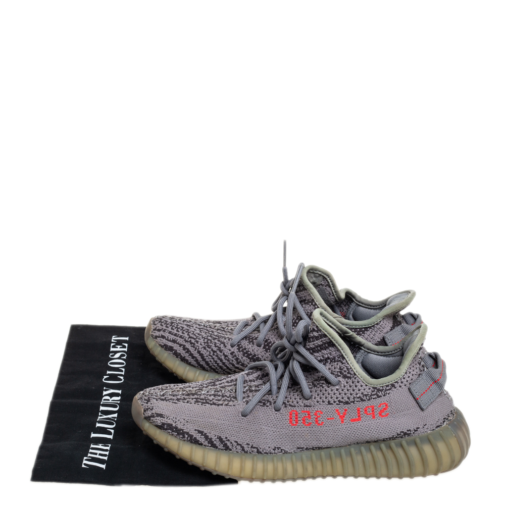 Yeezy X Adidas Grey Knit Fabric Boost 350 V2 Beluga 2.0 Sneakers Size 40 2/3