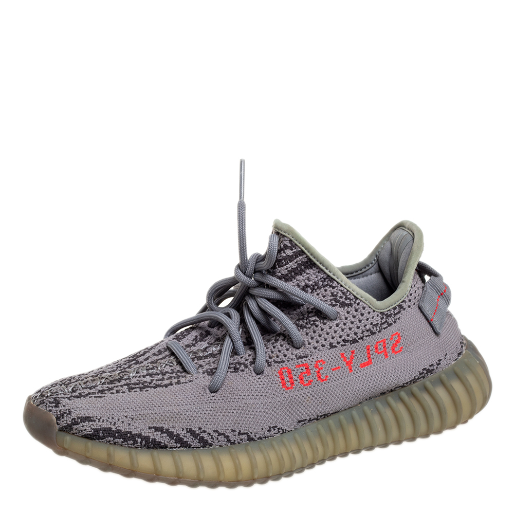 Yeezy x adidas Grey Knit Fabric Boost 350 V2 Beluga Low Top Sneakers Size 40 2/3