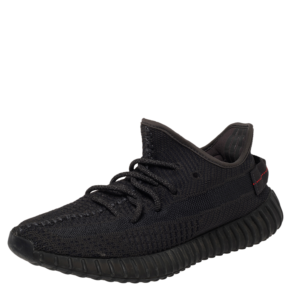 Yeezy x Adidas Black Knit Fabric 350 V2 Static Low Top Sneakers Size 41 1/3