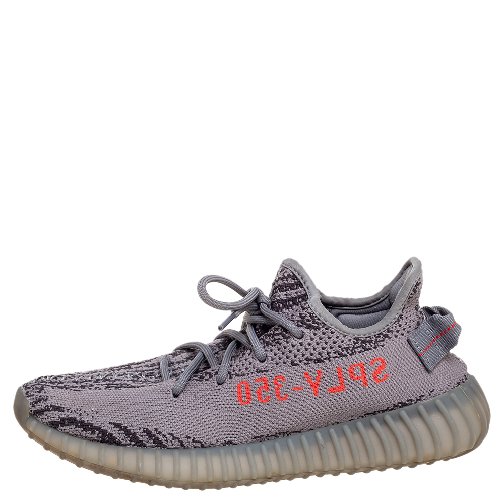 Adidas Yeezy Boost 350 V2 Beluga Grey Knit Fabric Sneakers Size 40 2/3