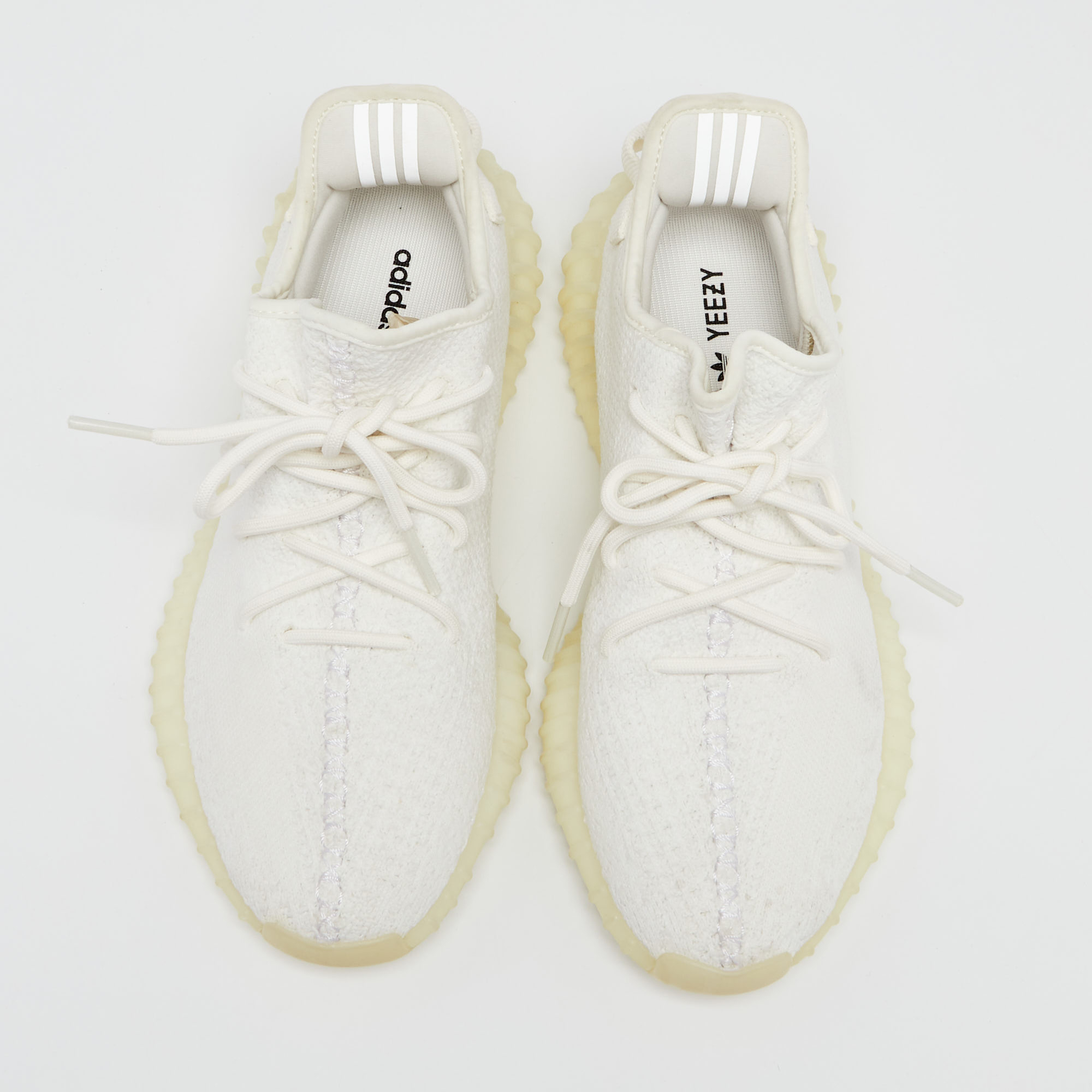 Yeezy X Adidas White Knit Fabric Boost 350 V2 Triple White Sneakers Size 42