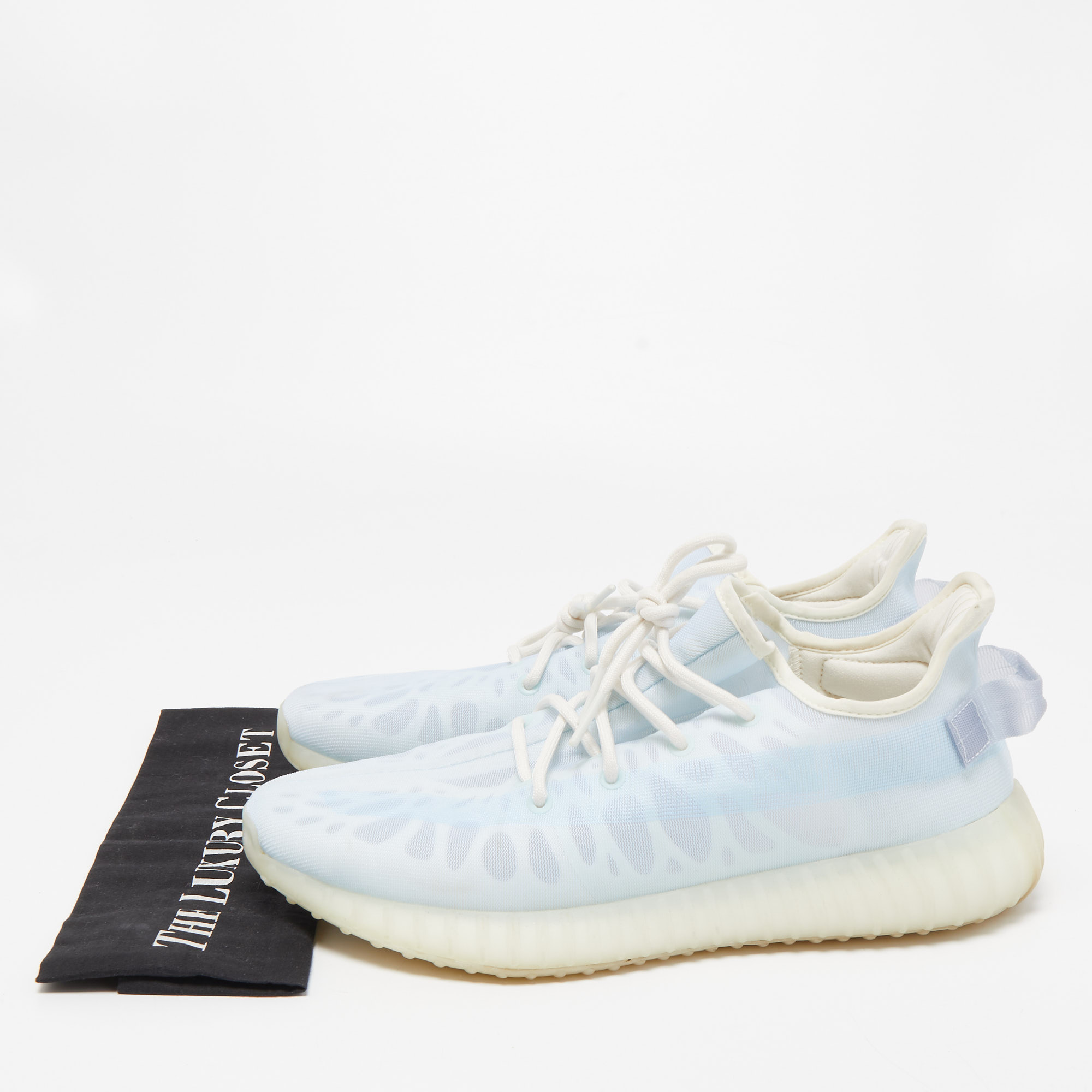 Yeezy X Adidas Light Blue Mesh Boost 350 V2 Mono Ice Sneakers Size 46 2/3
