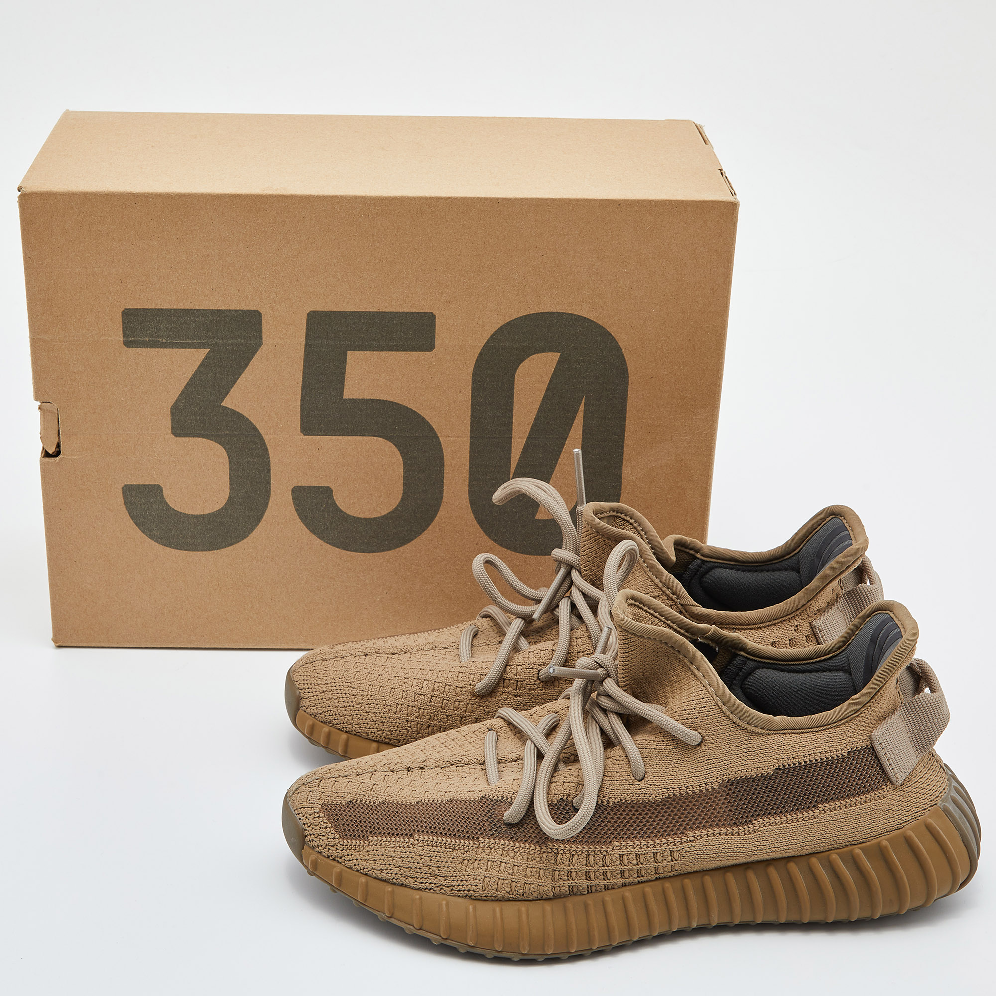 Yeezy X Adidas Brown Knit Fabric Boost 350 V2 Earth Sneakers Size 39 1/3