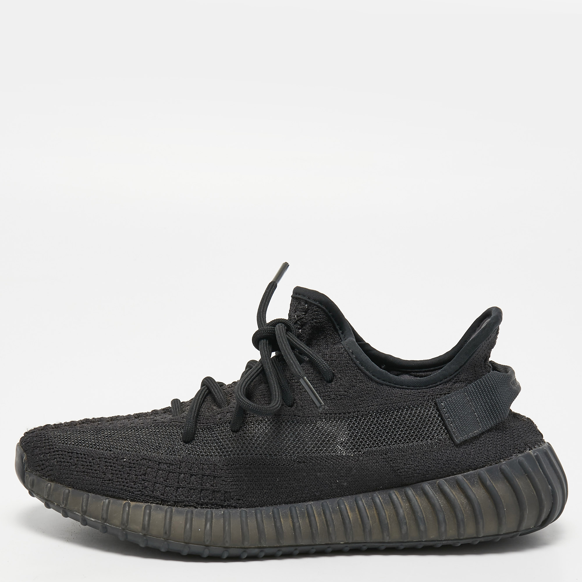 Yeezy X Adidas Black Knit Fabric Boost 350 V2 Static Black Sneakers Size 41 1/3