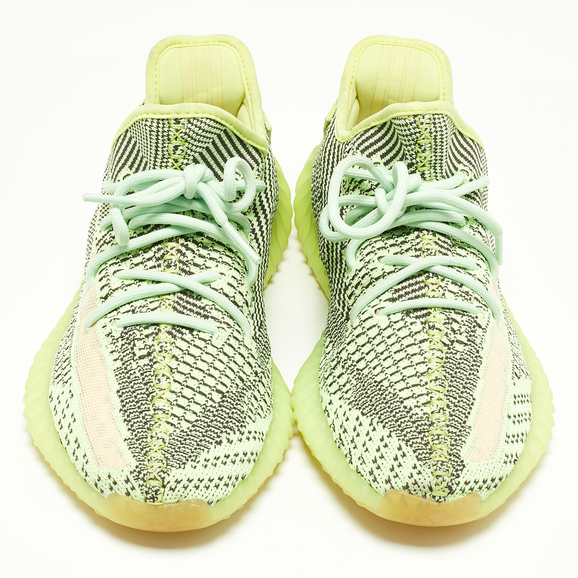 Yeezy X Adidas Green Knit Fabric Boost 350 V2 Yeezreel Sneakers Size 43 1/3