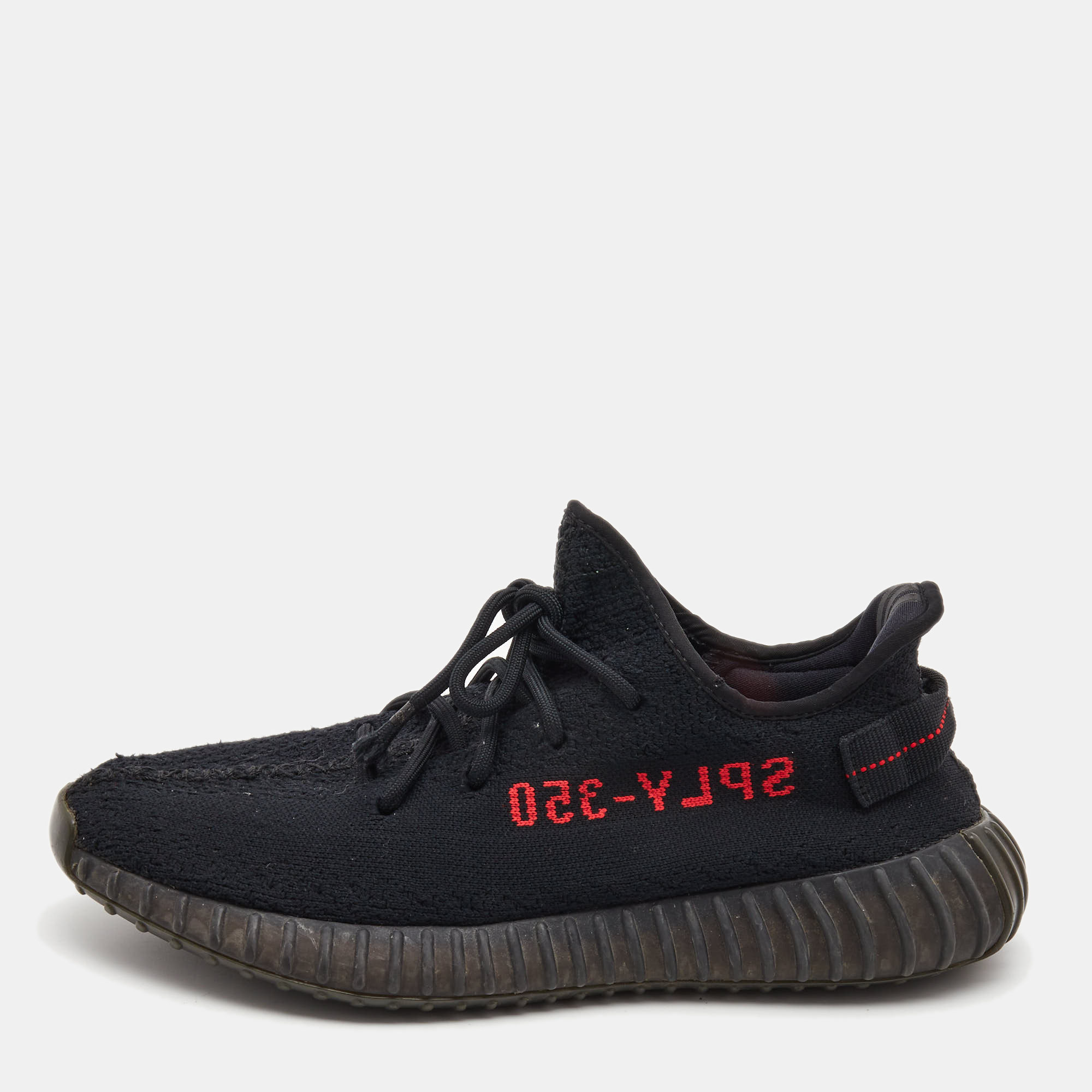 Yeezy X Adidas Black Knit Fabric Boost 350 V2 Bred Sneakers Size 43 1/3
