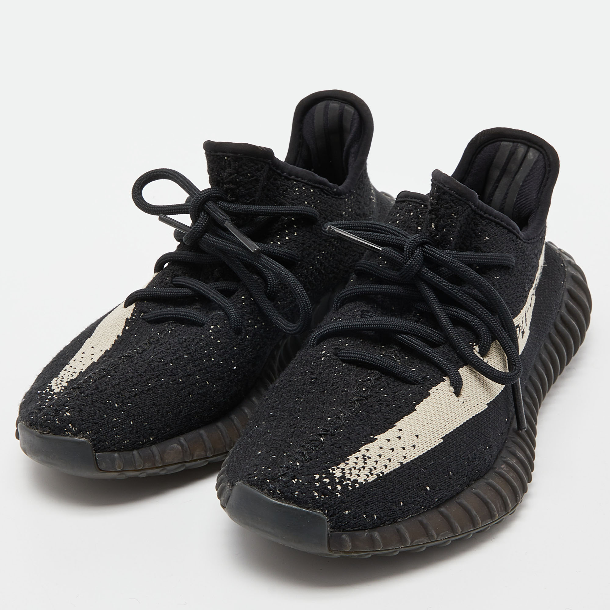 Yeezy x Adidas Black Boost Knit Fabric 350 V2 Core Black White Sneakers Size 1/3
Yeezy x Adidas Black Boost Knit Fabric 350 V2 Core Black White Sneakers Size 1/3